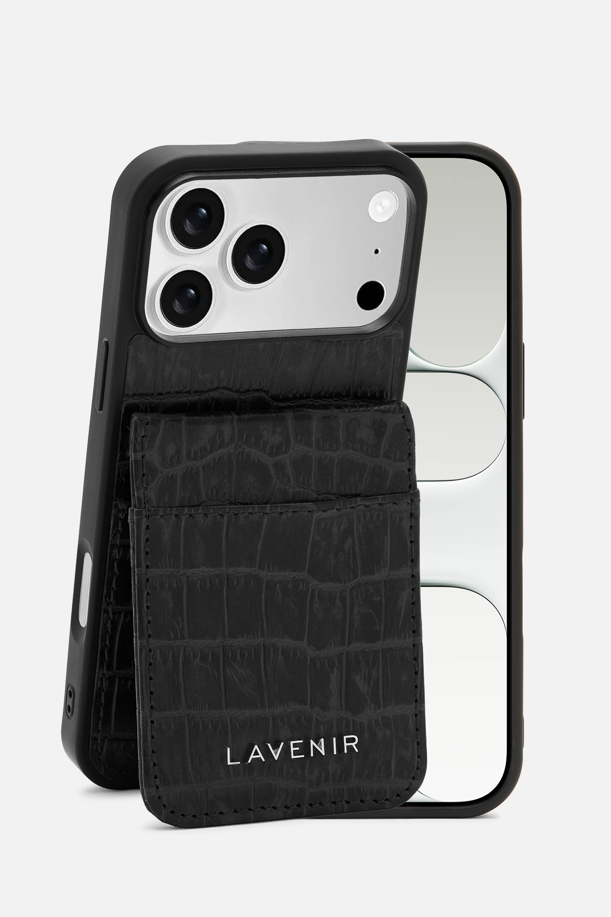 iPhone Wallet Case - Croco Black