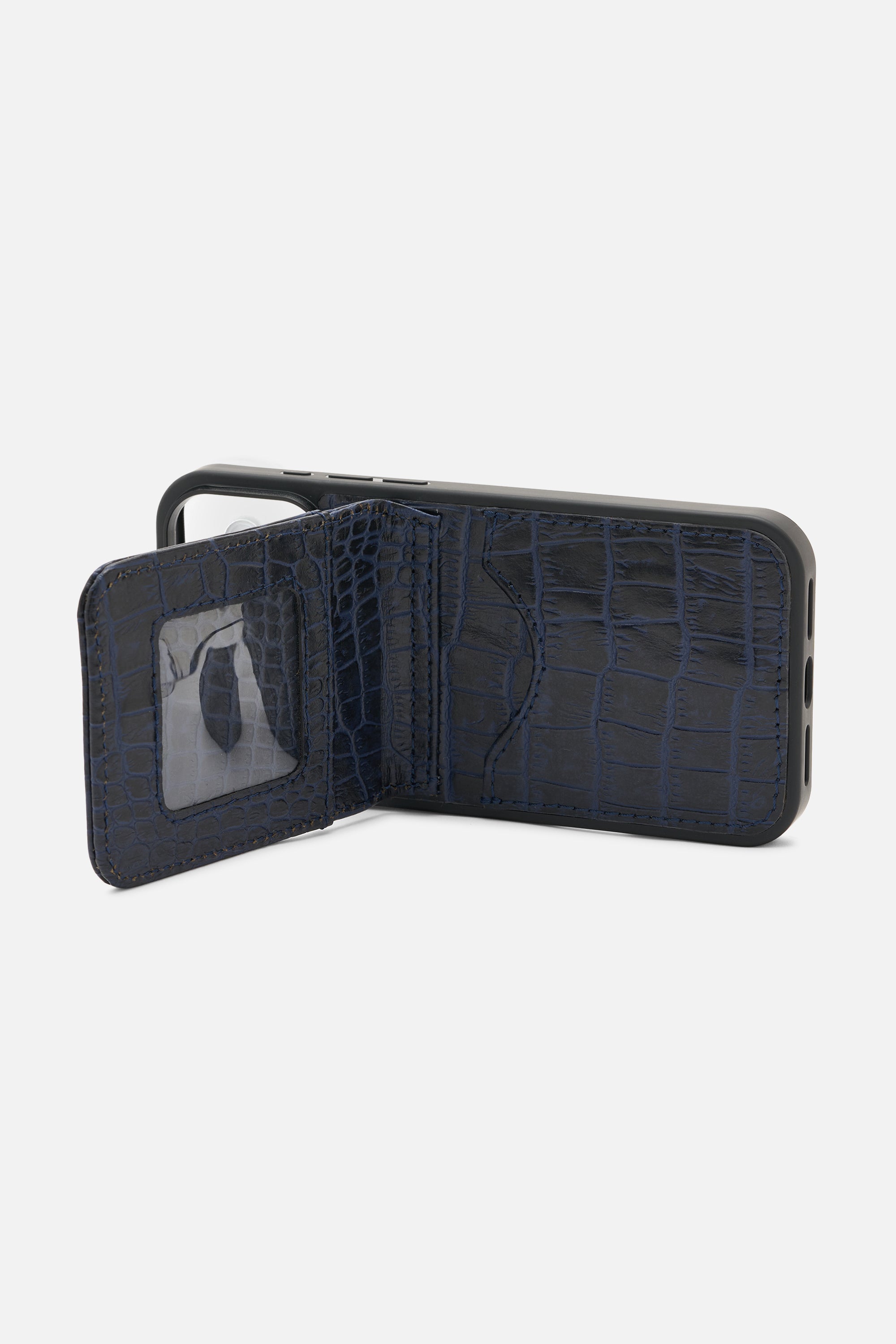 iPhone Wallet Case - Croco Black