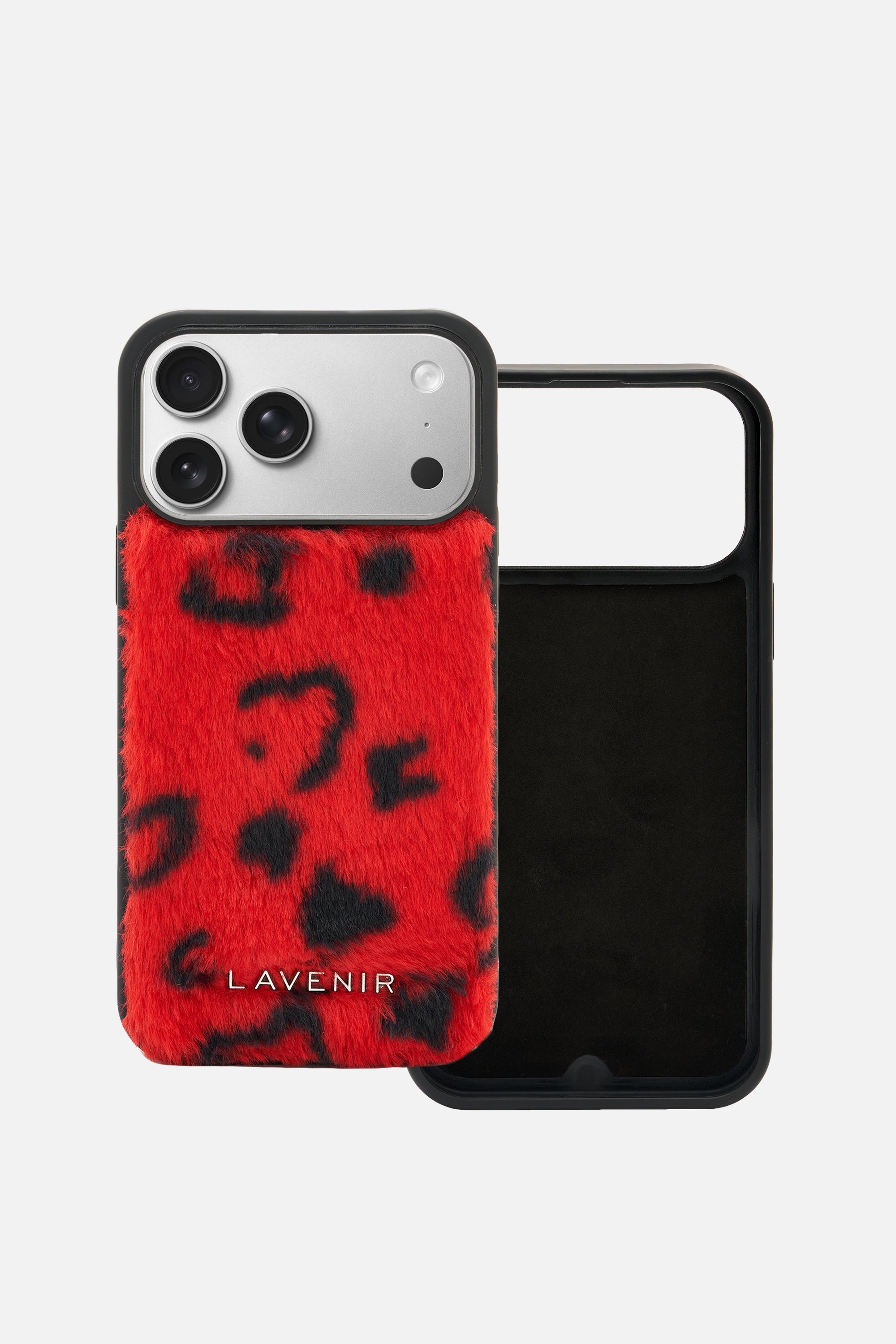 iPhone Printed Fur Case - Bright Red