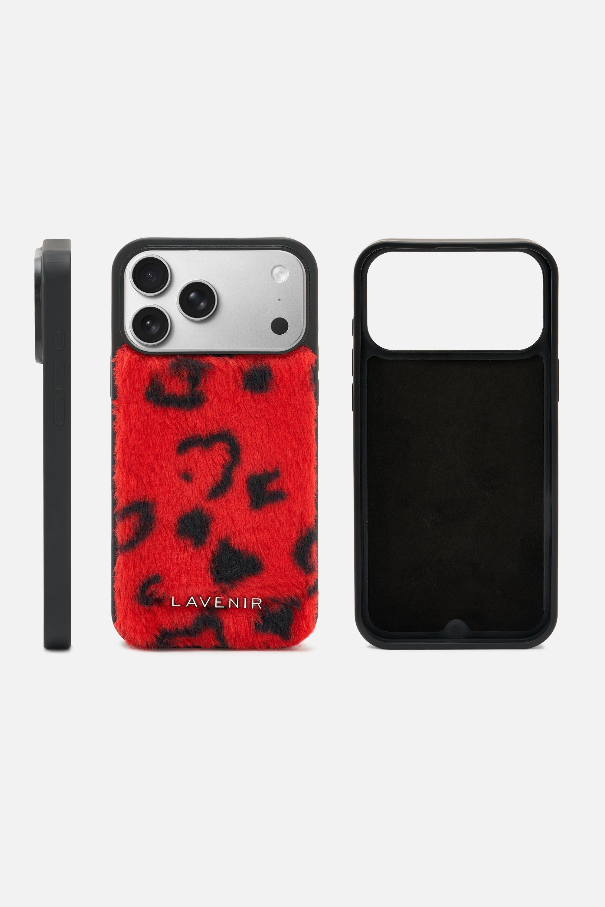 iPhone Printed Fur Case - Bright Red