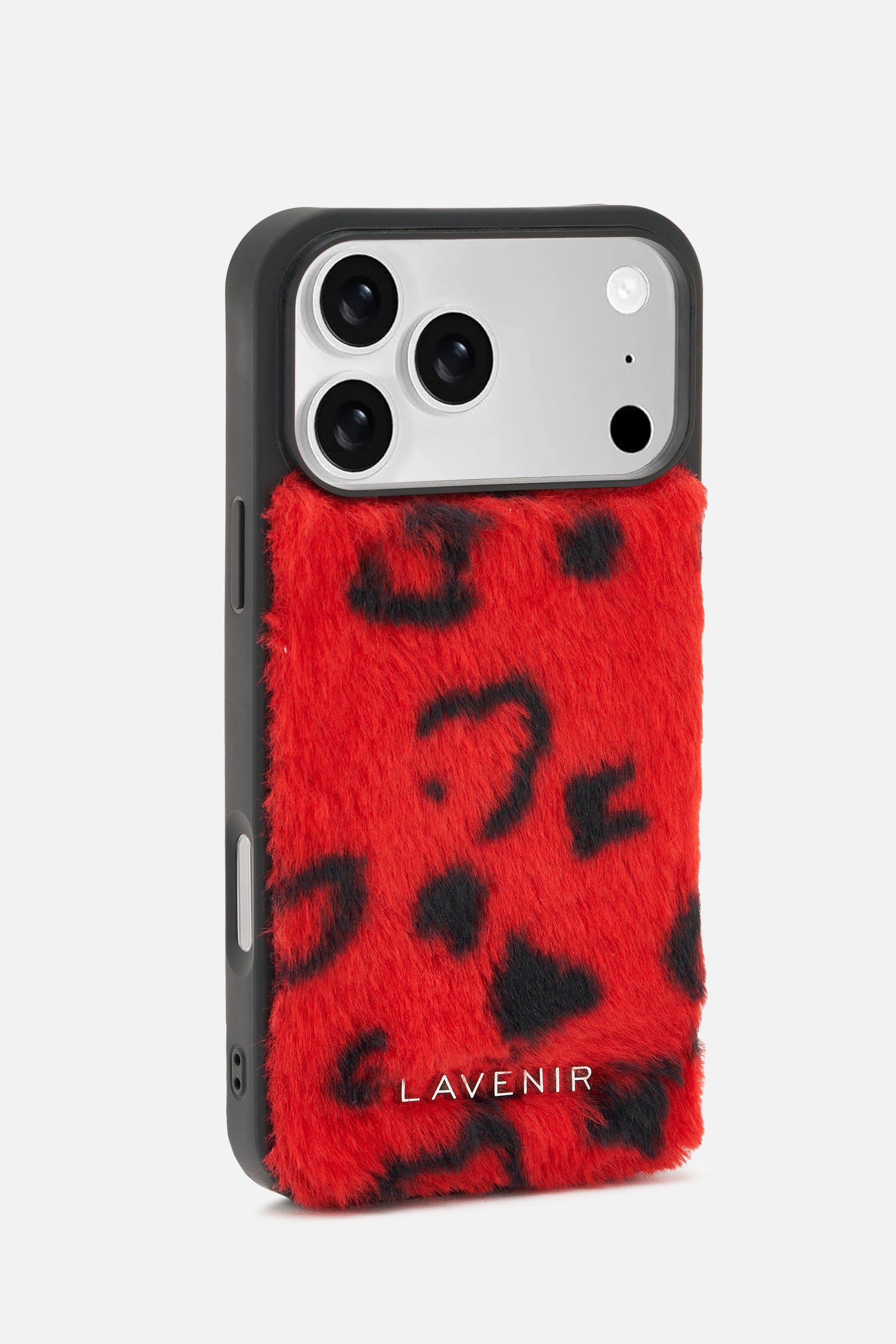 iPhone Printed Fur Case - Bright Red