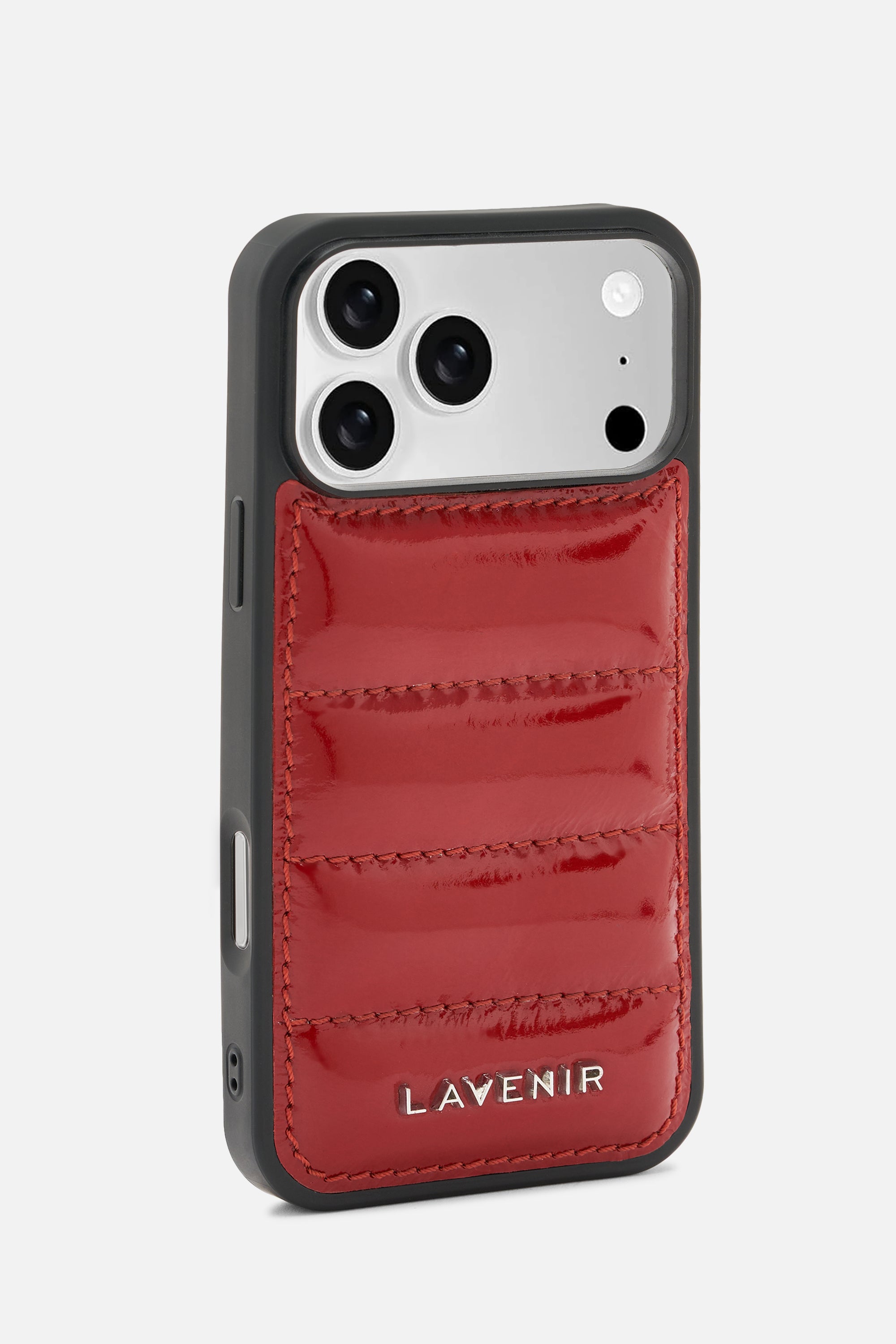 iPhone Puffer Case - Quilted - Sangria Red Patent