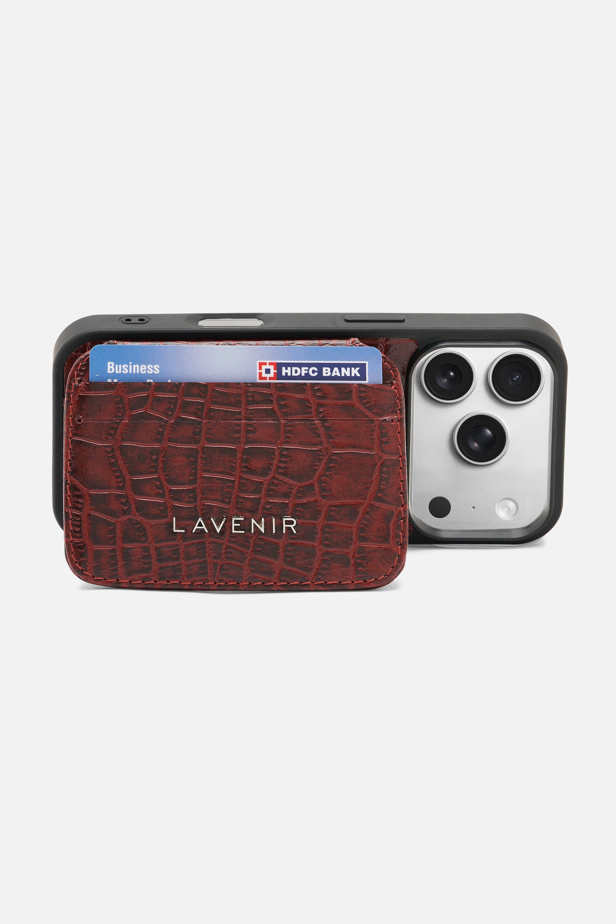 iPhone Croco Card Wallet Case - Red Potting Soil
