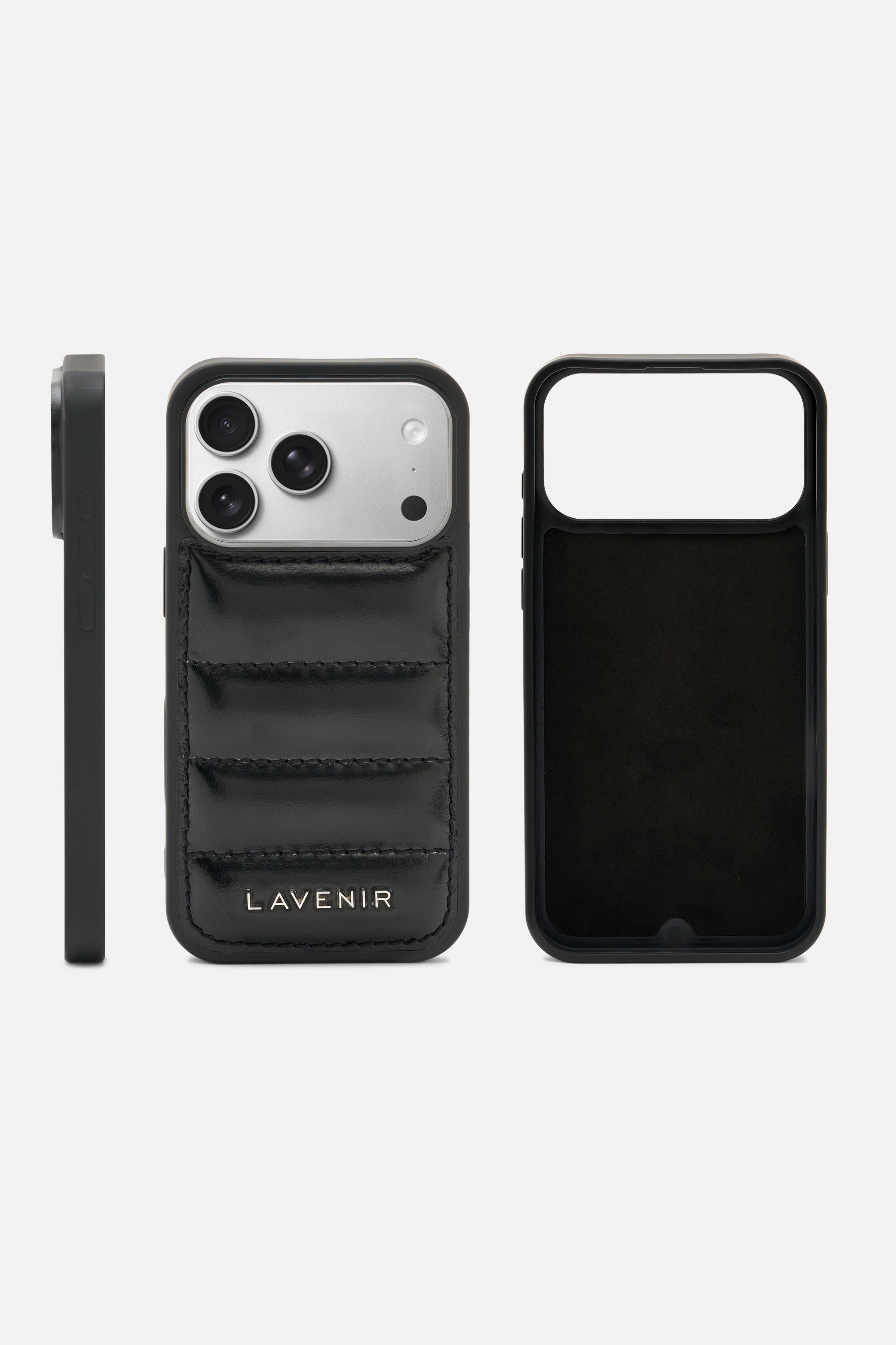 iPhone Puffy Case - Quilted Black Metallic