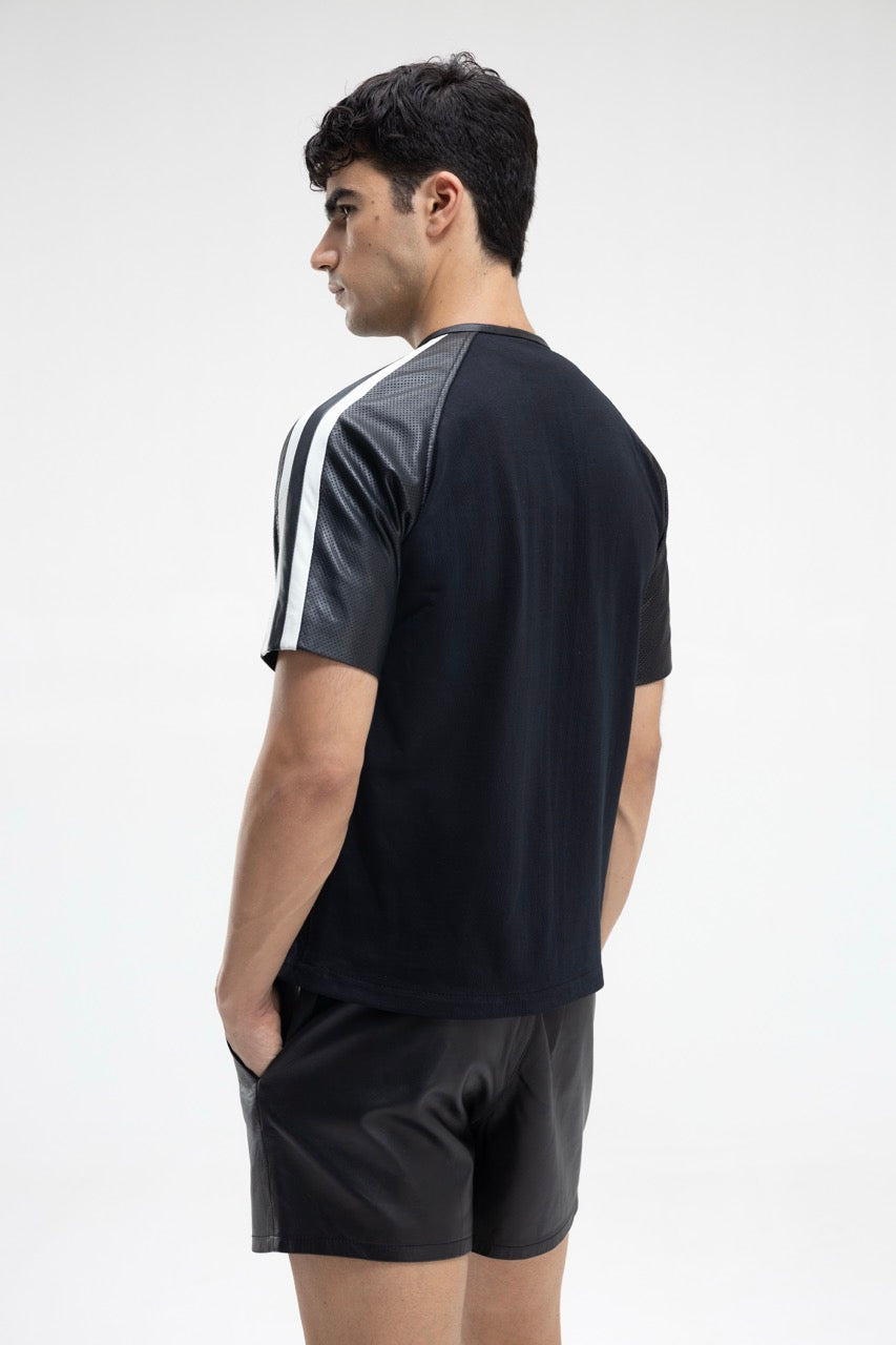 Drift – Leather Sleeve Zip Shirt