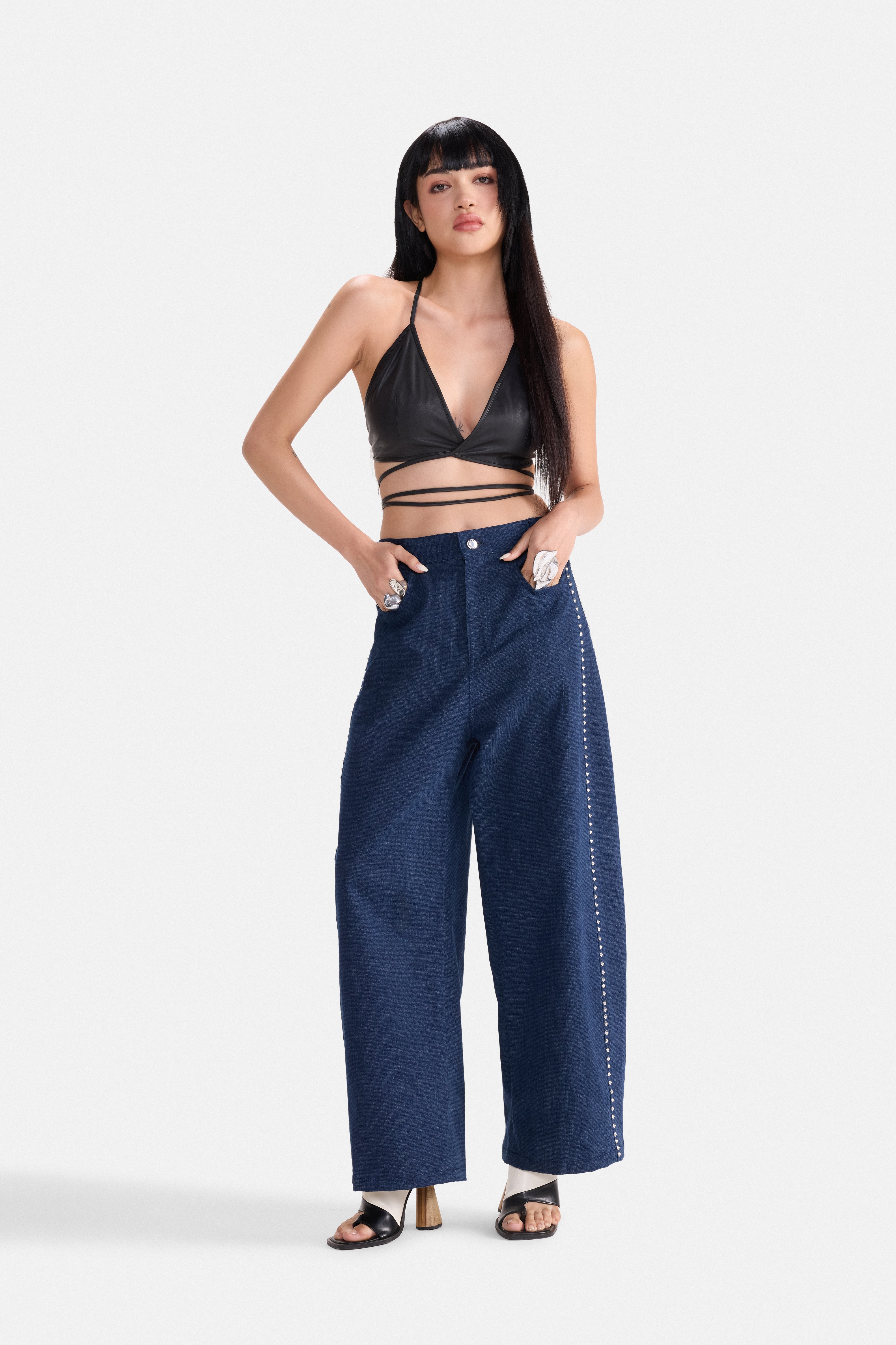 SHARP – Studded Wide-Leg Pants