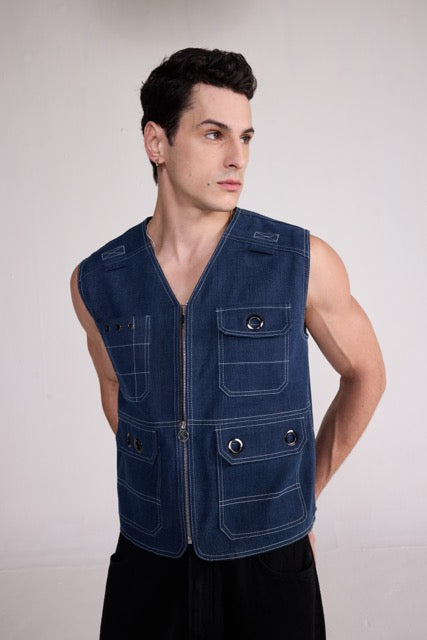 RIOT - DENIM UTILITY GILET