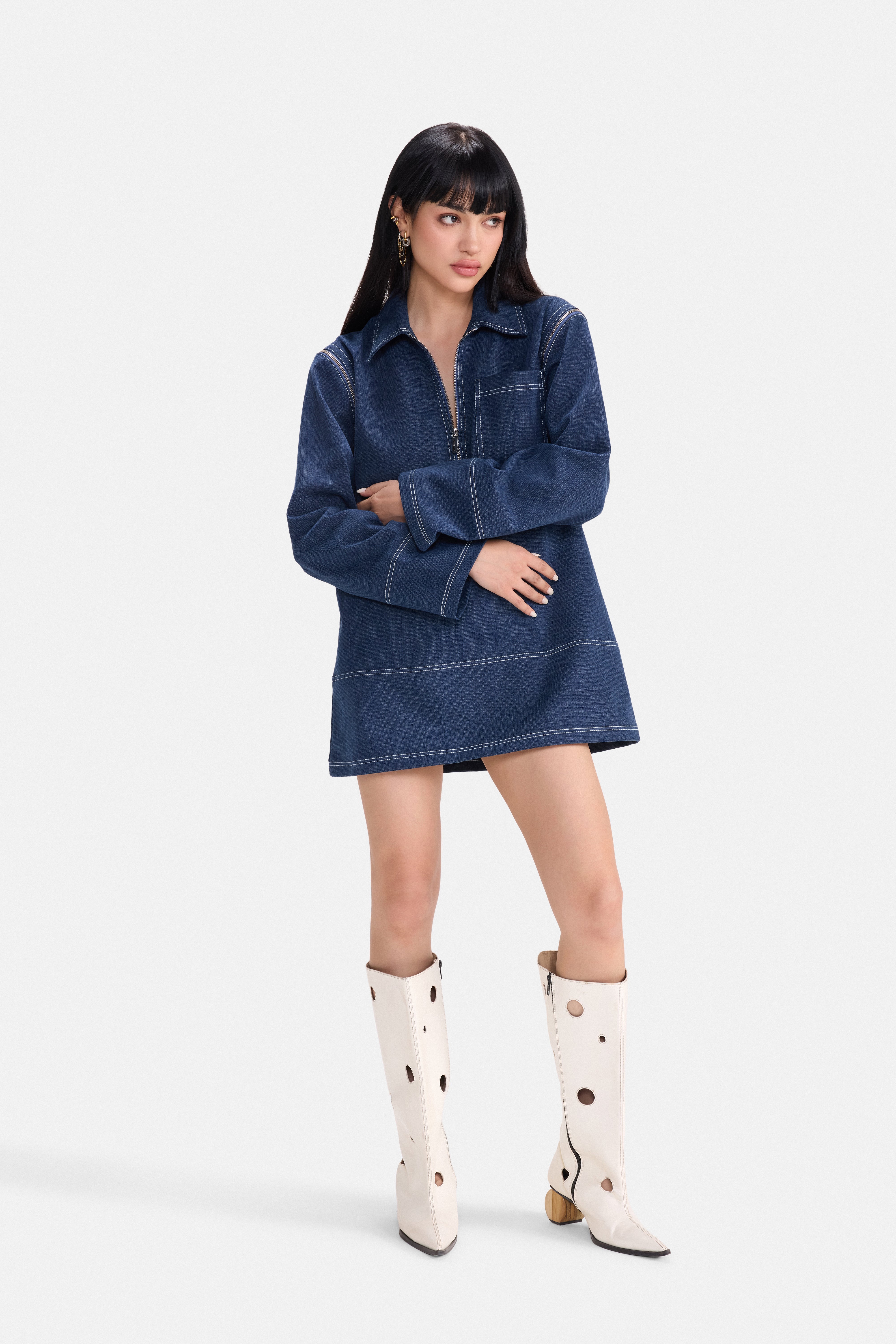 MOOD SWINGS - ZIP-OFF SLEEVE MINI DRESS