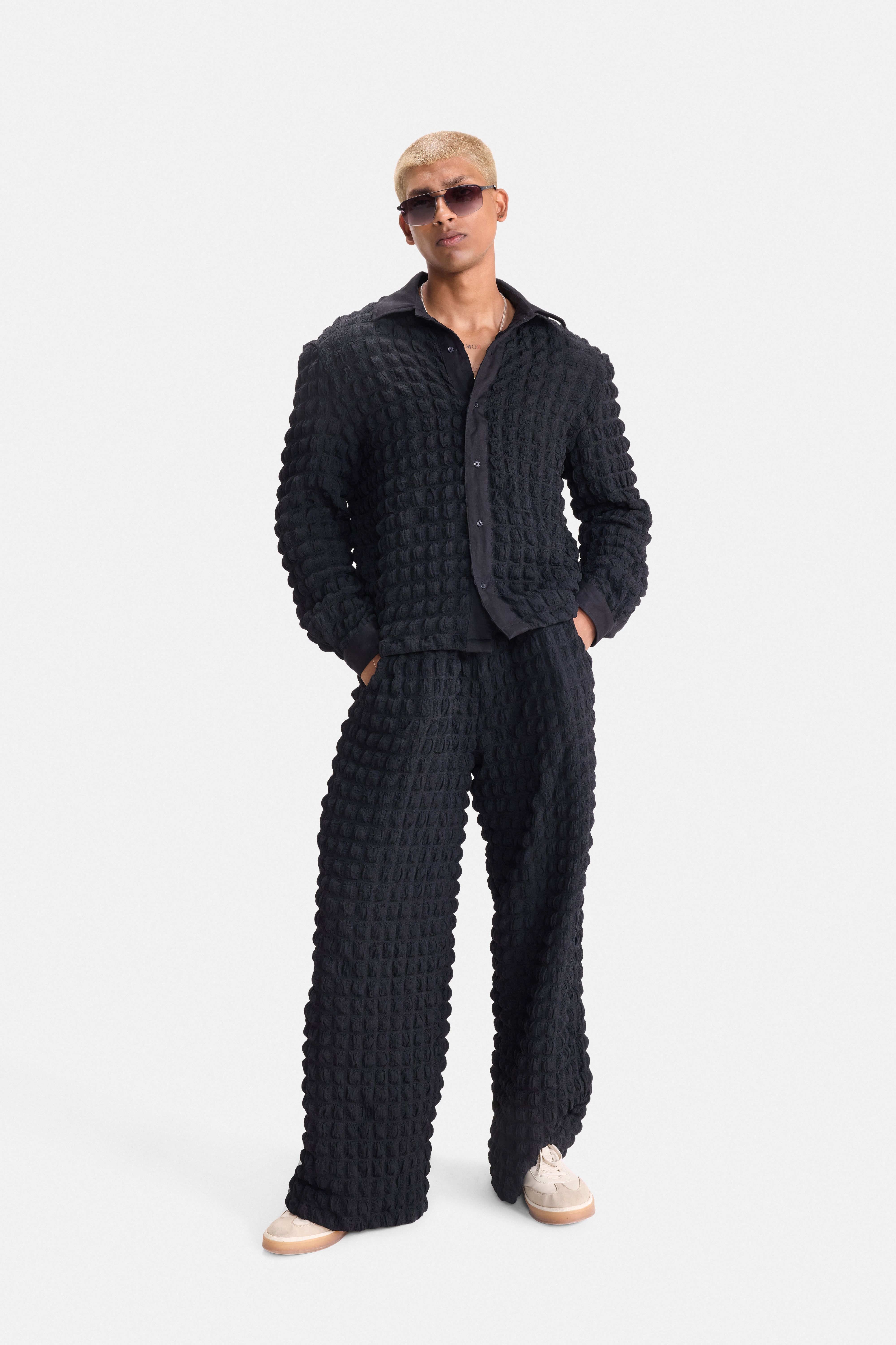 PURE CHAOS – Black Stretch Waffle Shirt