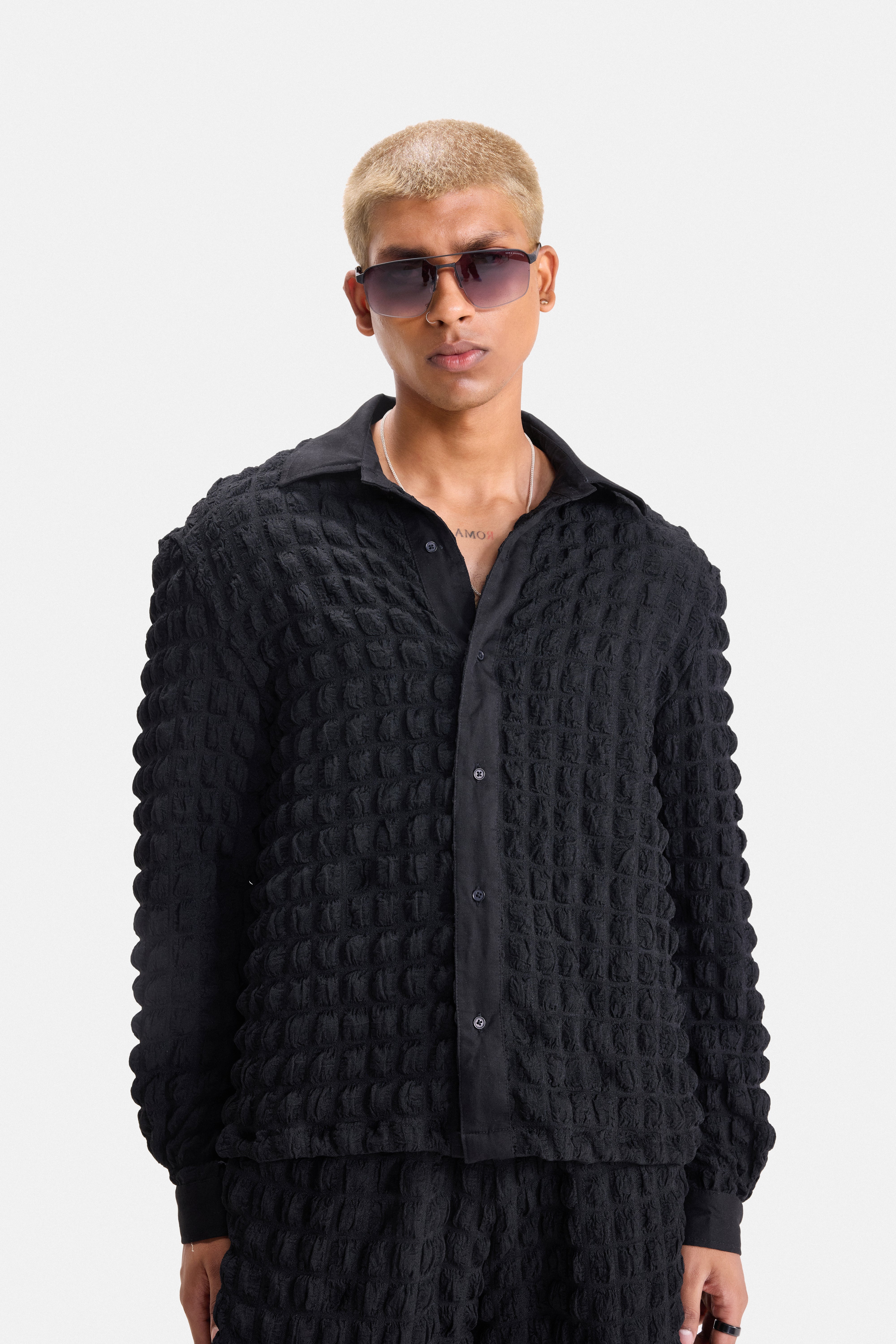 PURE CHAOS – Black Stretch Waffle Shirt