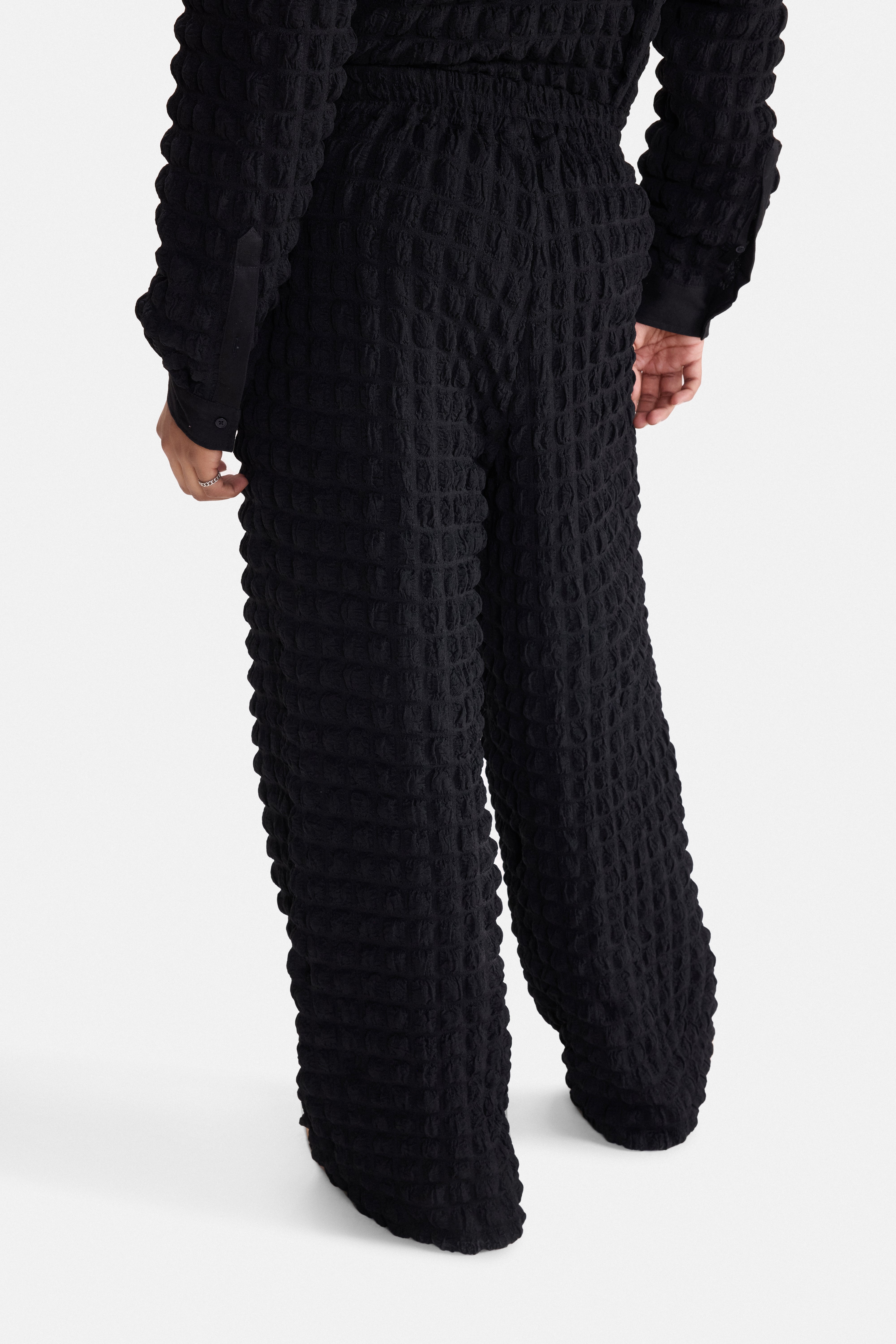 PURE CHAOS – Black Stretch Waffle Pants