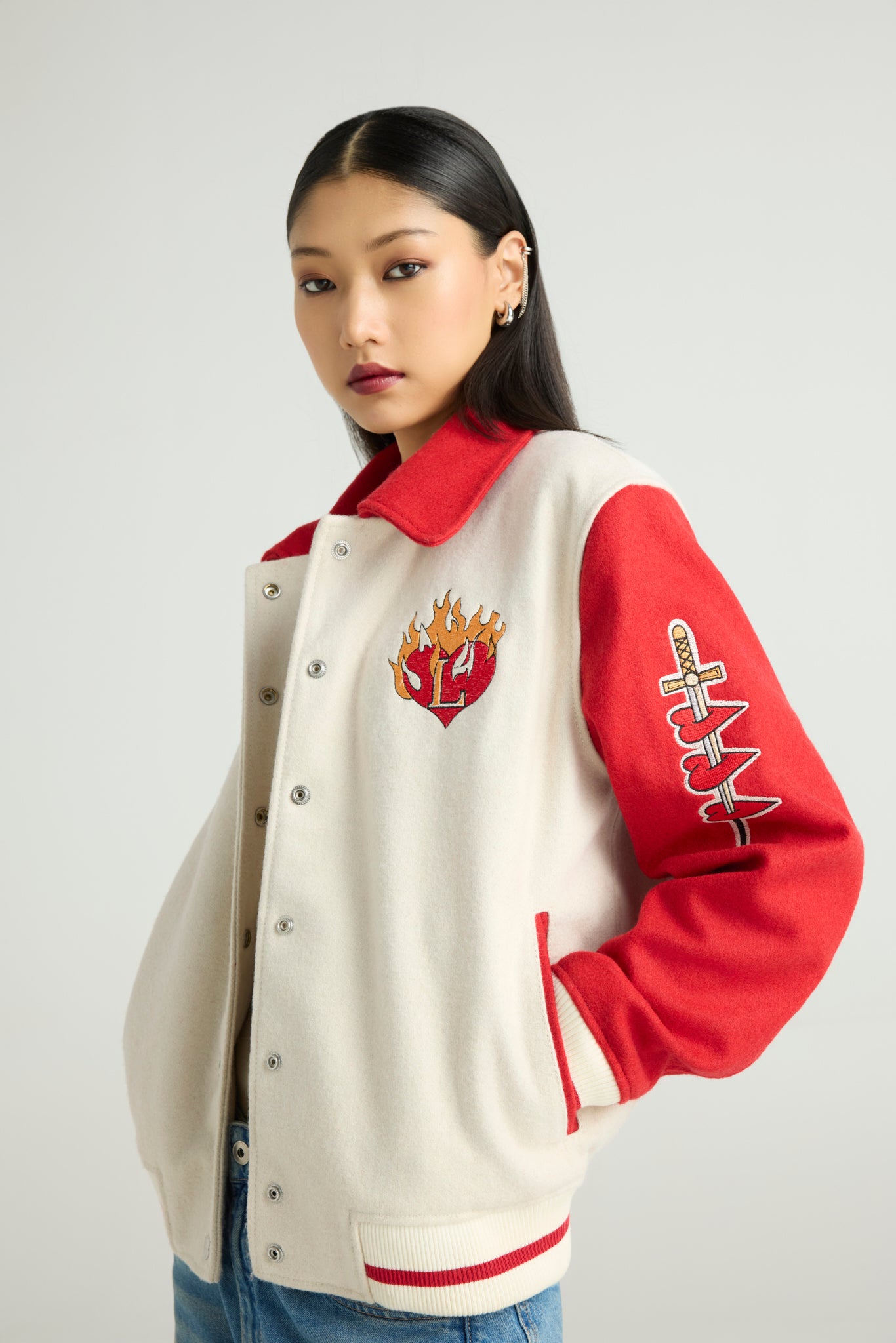 FLAMÉ -  Wool Varsity Jacket (Love & Flame Edition)