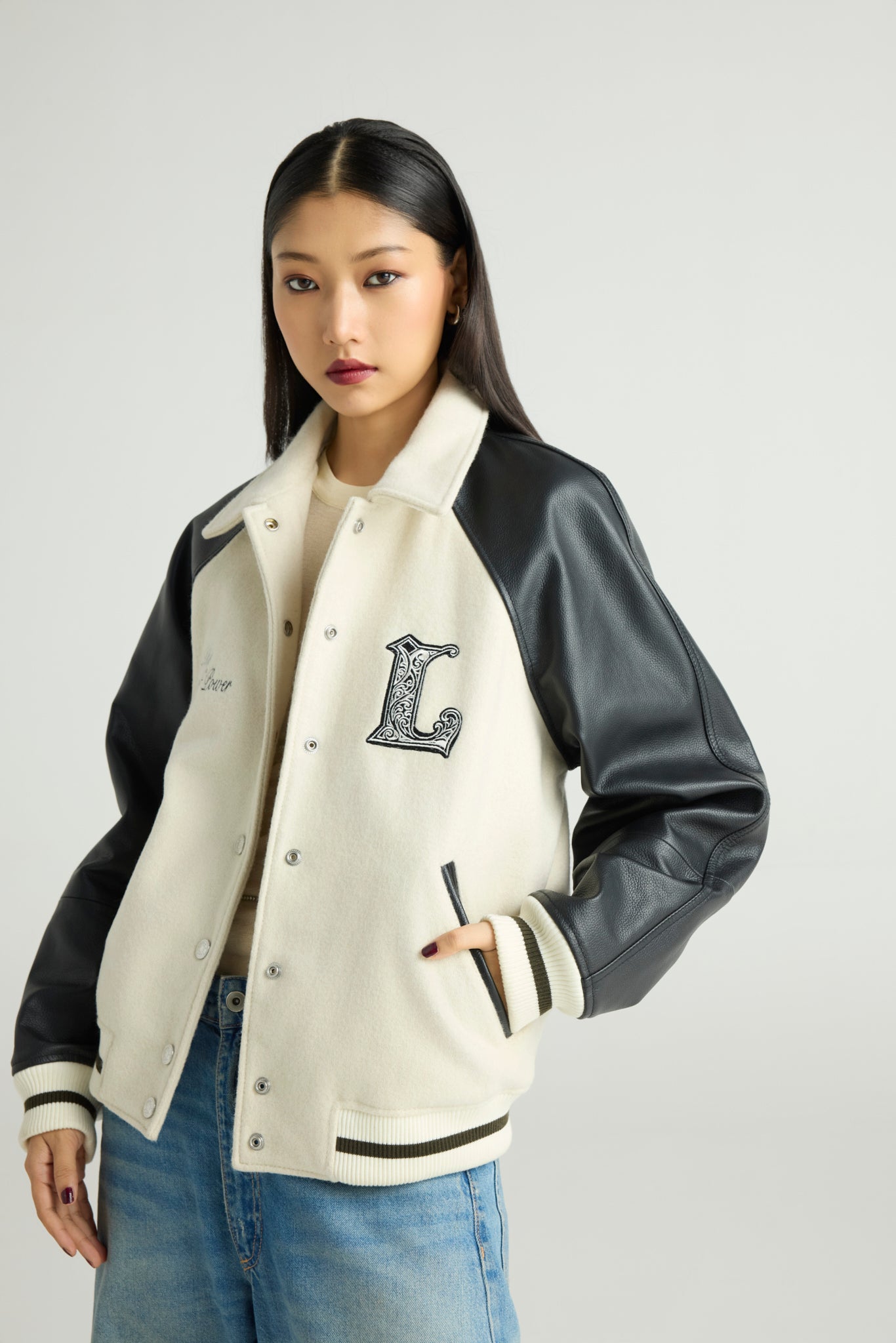 LUNOX - Wool & Leather Varsity Jacket (Monogramic Eclipse Edition)