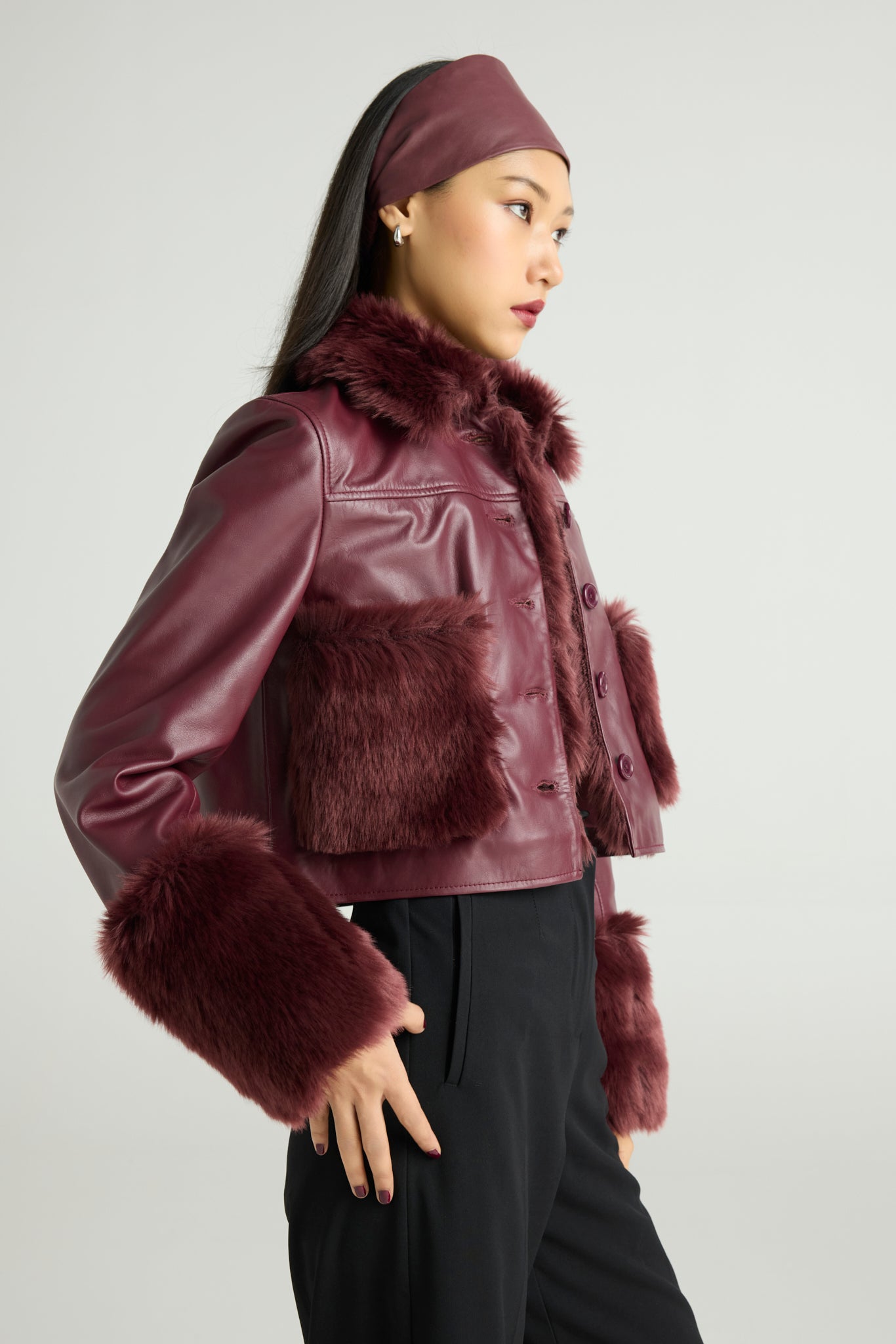 VELVETIN - Cropped Aviator Jacket (Fur-Luxe Edit)