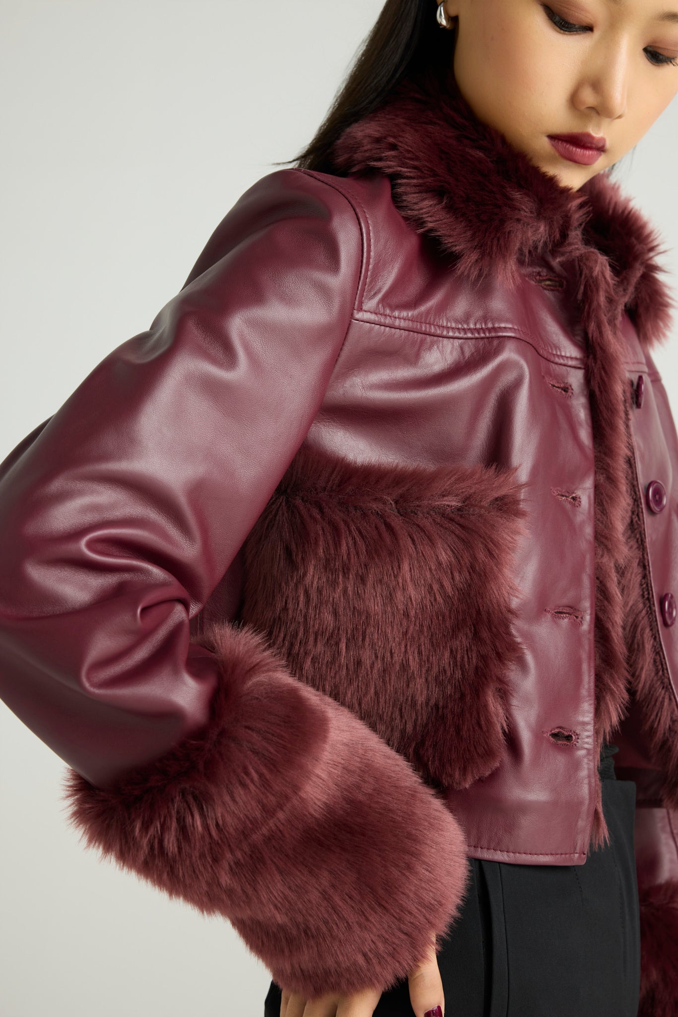 VELVETIN - Cropped Aviator Jacket (Fur-Luxe Edit)