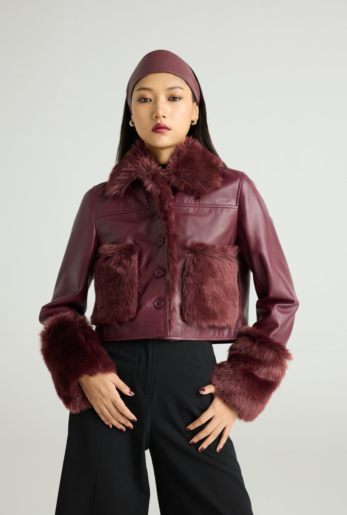 VELVETIN - Cropped Aviator Jacket (Fur-Luxe Edit)