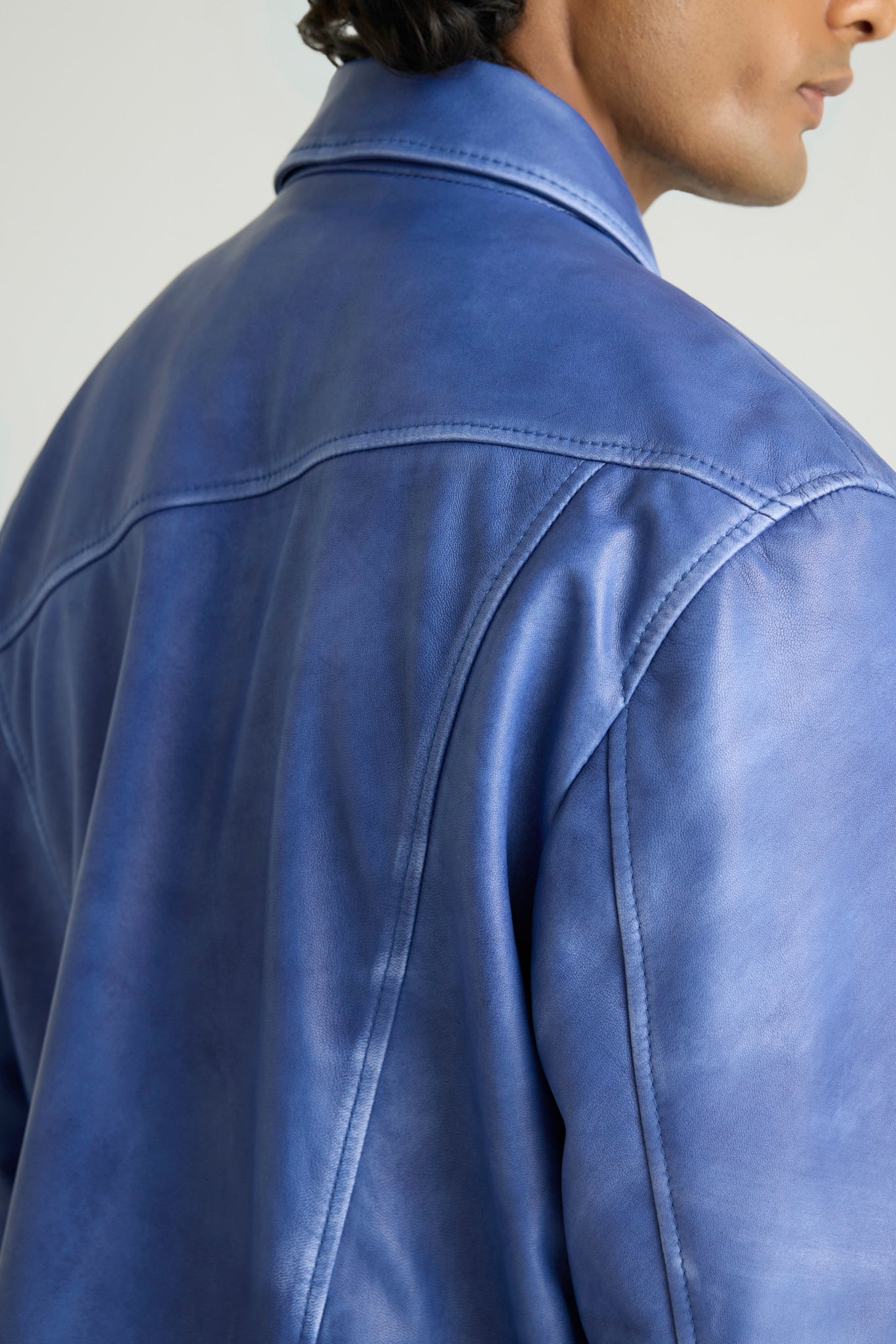 STRYKER- Electric Blue Leather Jacket