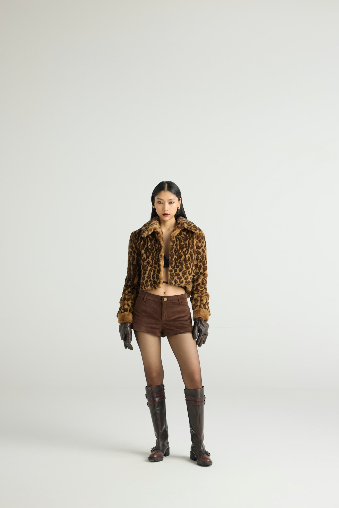 LEOPARDA - Faux Fur Cropped Jacket