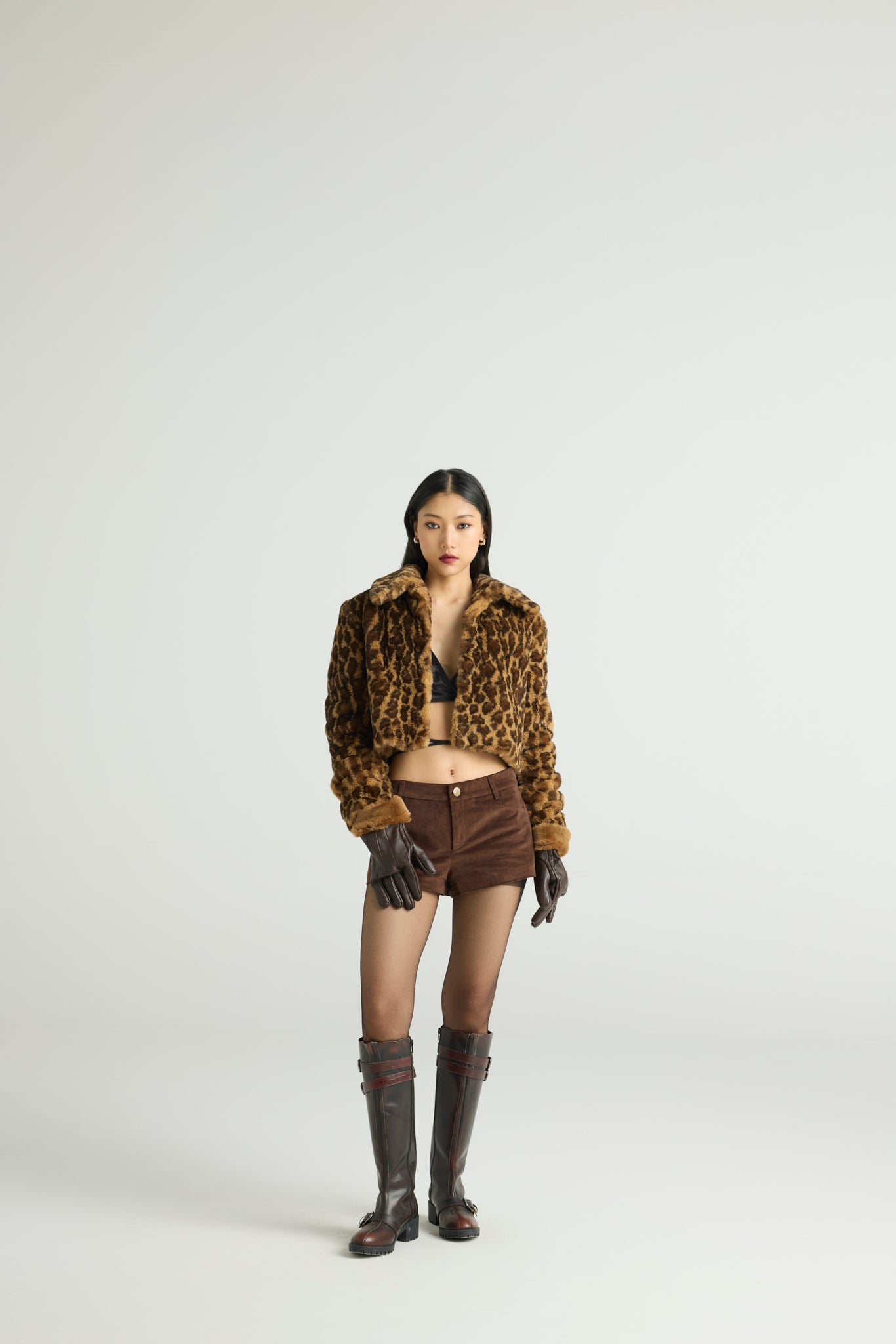 LEOPARDA - Faux Fur Cropped Jacket