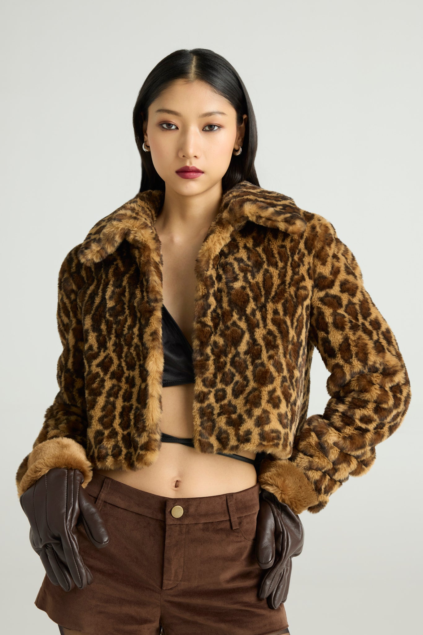 LEOPARDA - Faux Fur Cropped Jacket