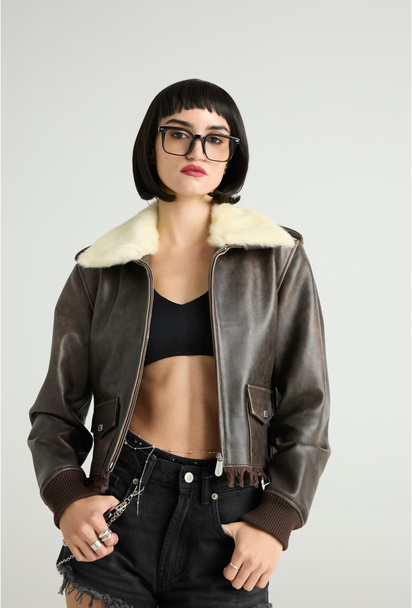 FERRERO – CROPPED AVIATOR JACKET