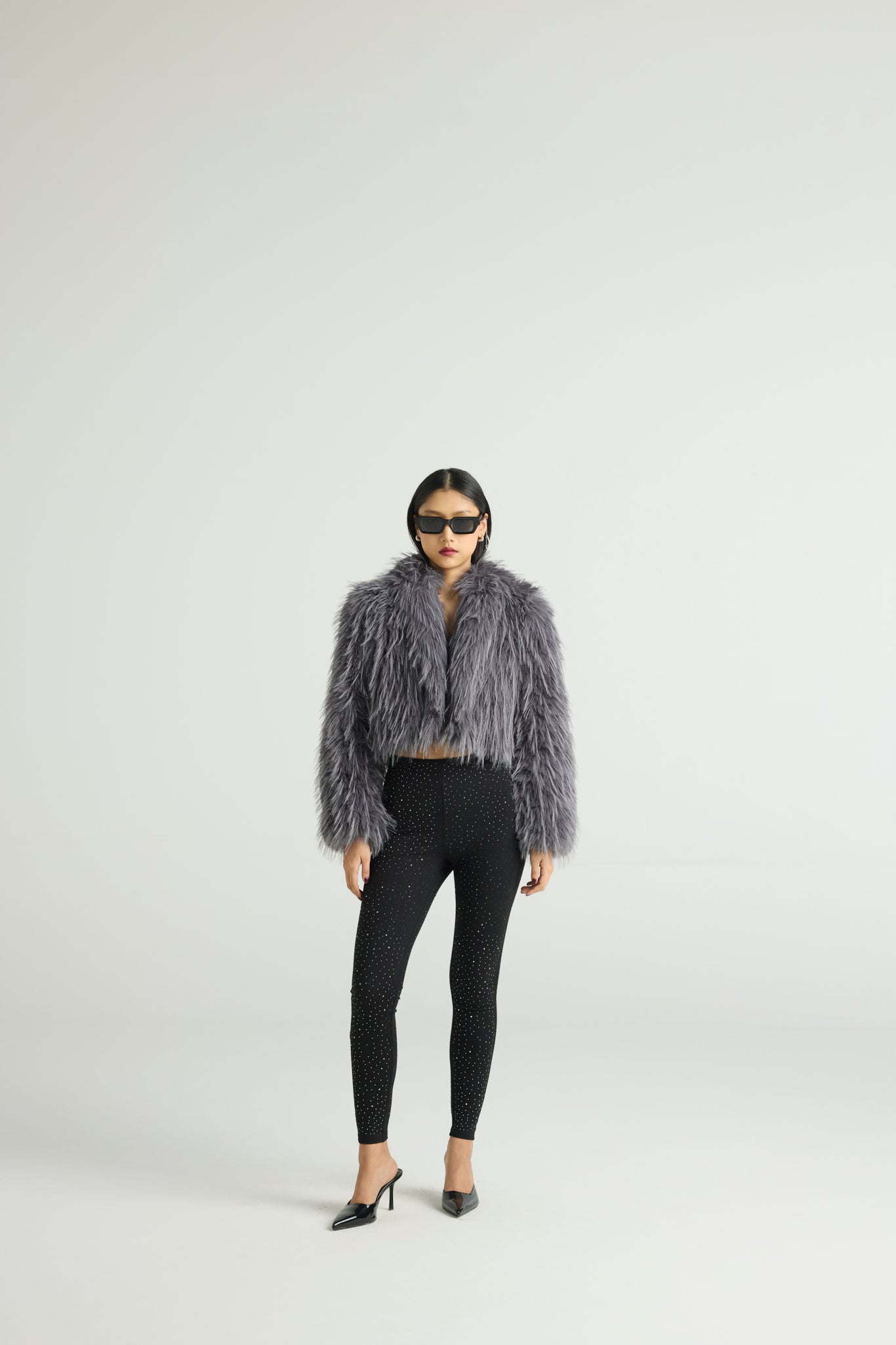 STORM MUSE - Cropped Faux Fur Jacket