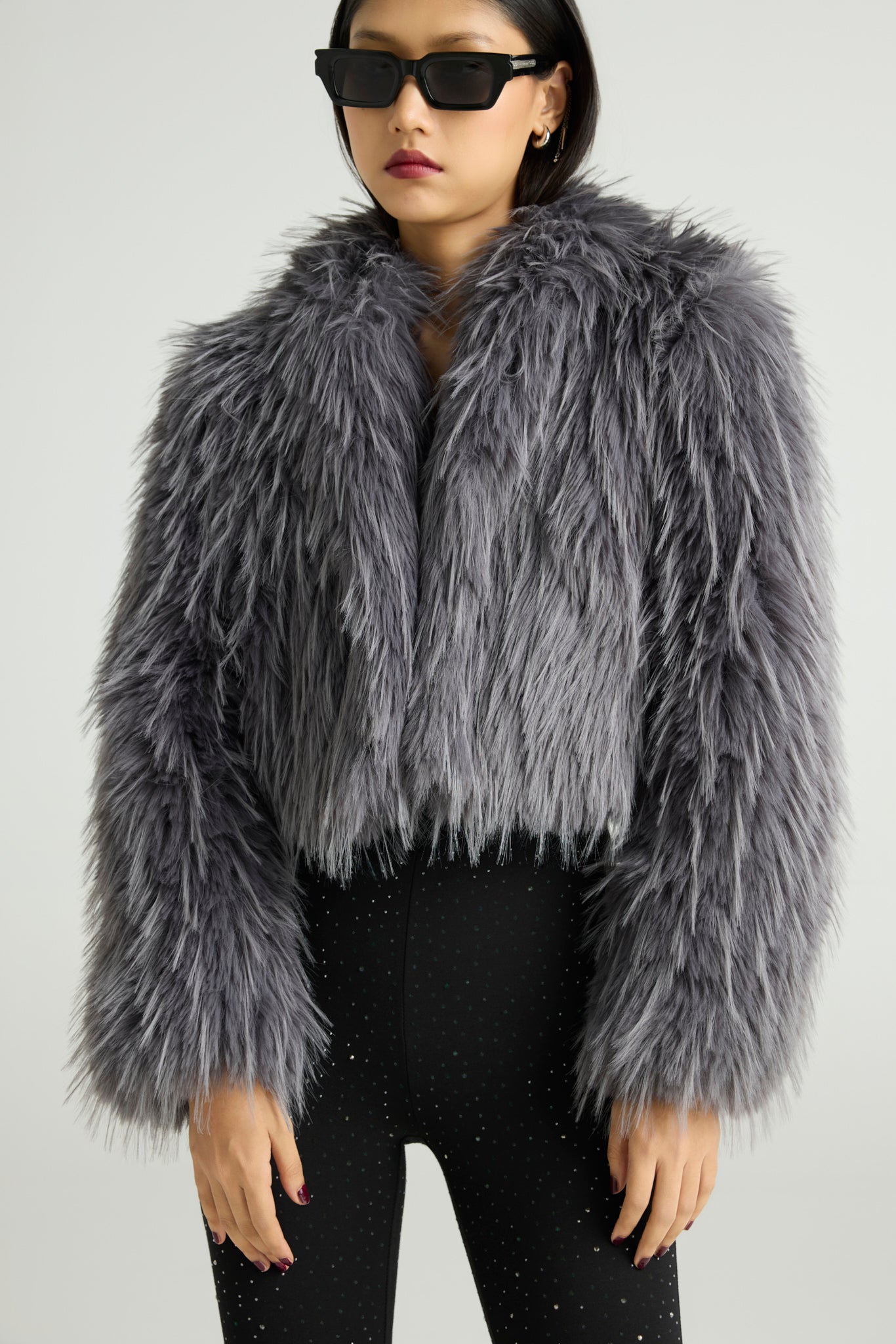 STORM MUSE - Cropped Faux Fur Jacket