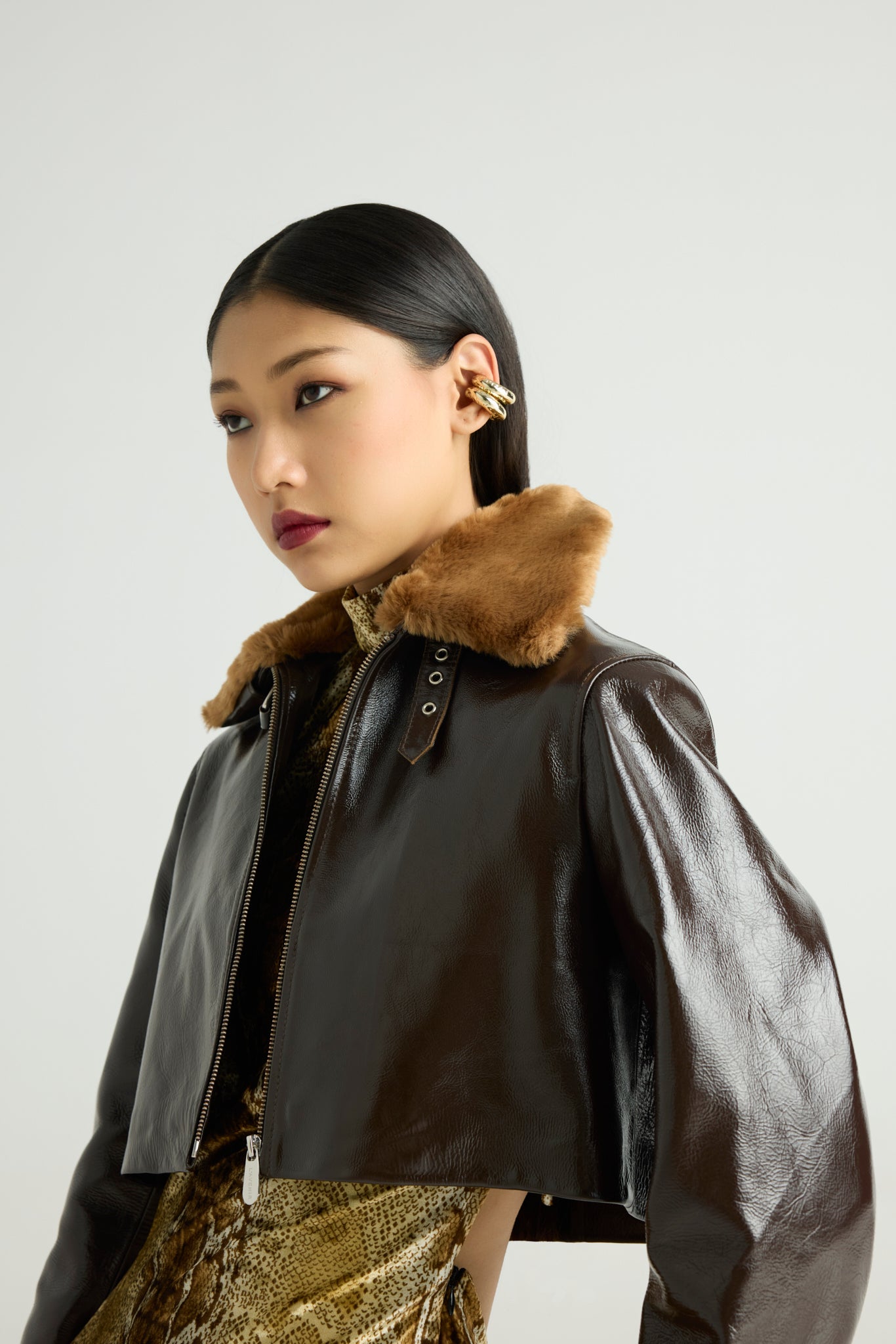 FOXX — Cropped Gloss Suede Jacket