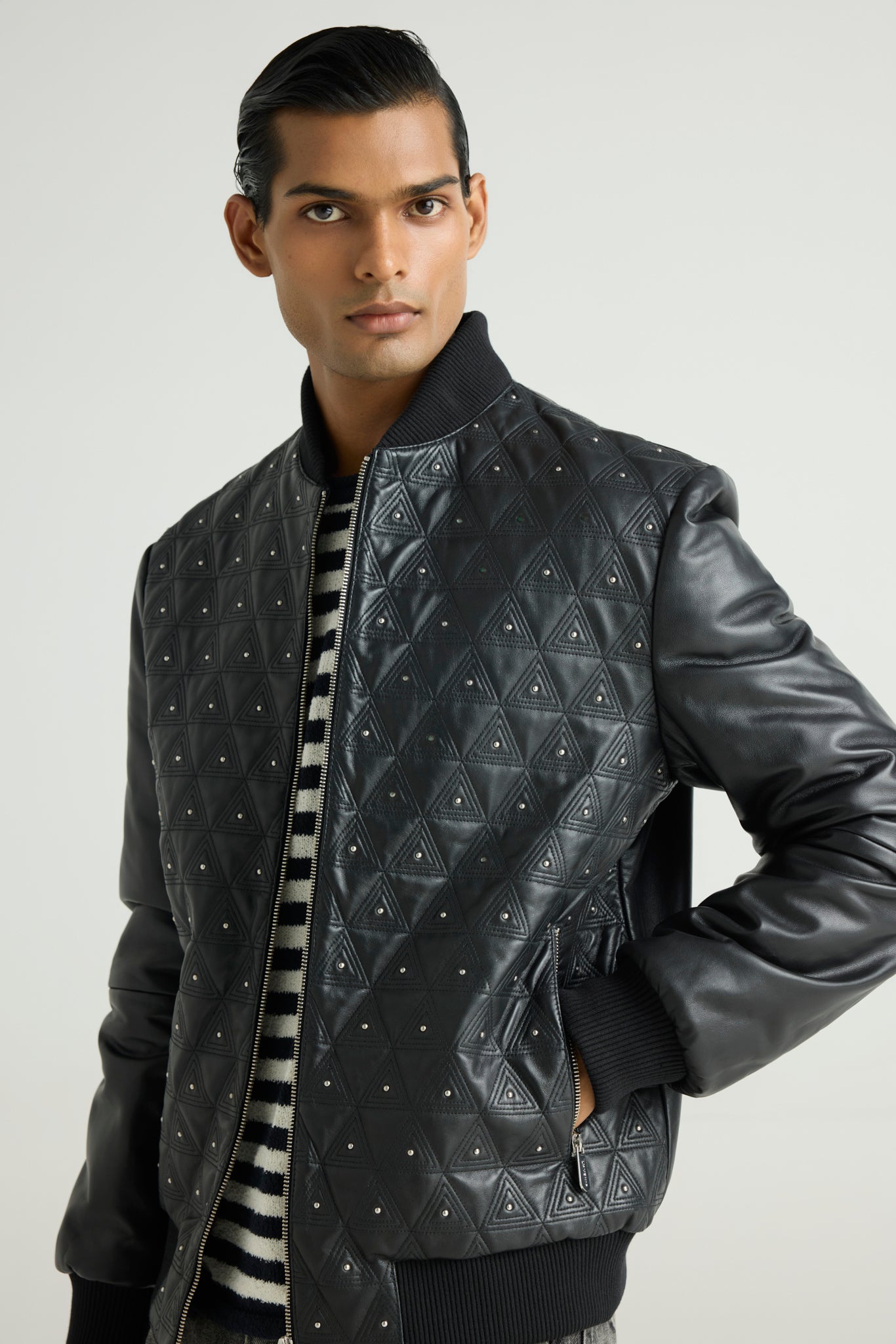 PARALUX QUILTED LUXE STUDDED BOMBER