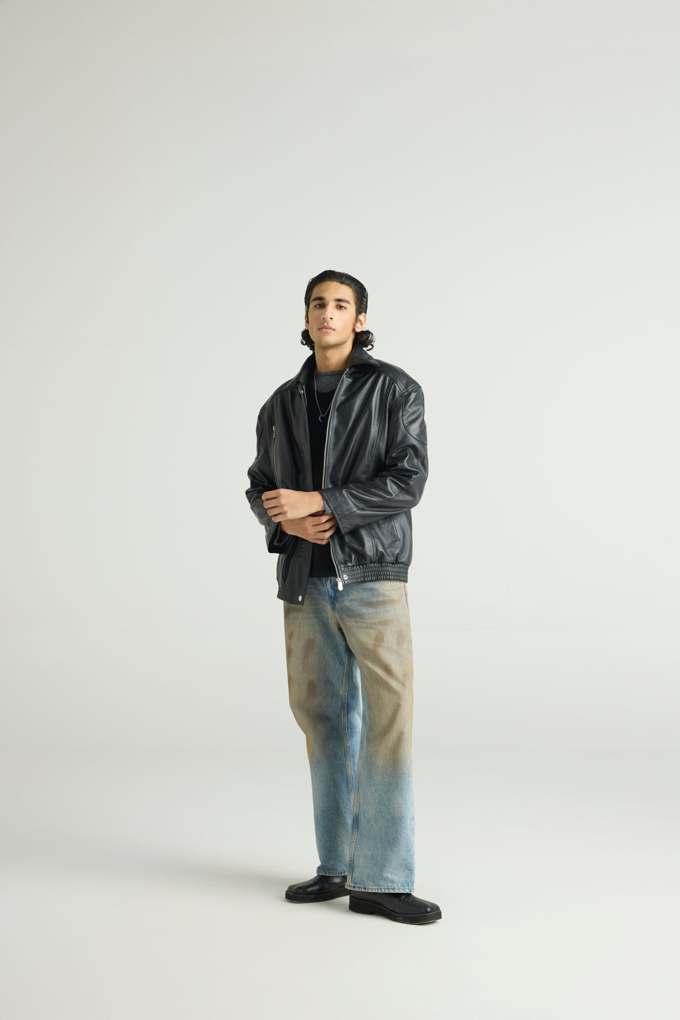 LORD - STATEMENT LEATHER BOMBER - Black