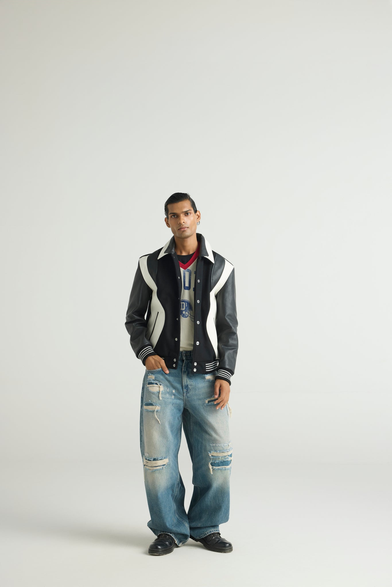 VECTOR - Sculpted Contrast Varsity Jacket