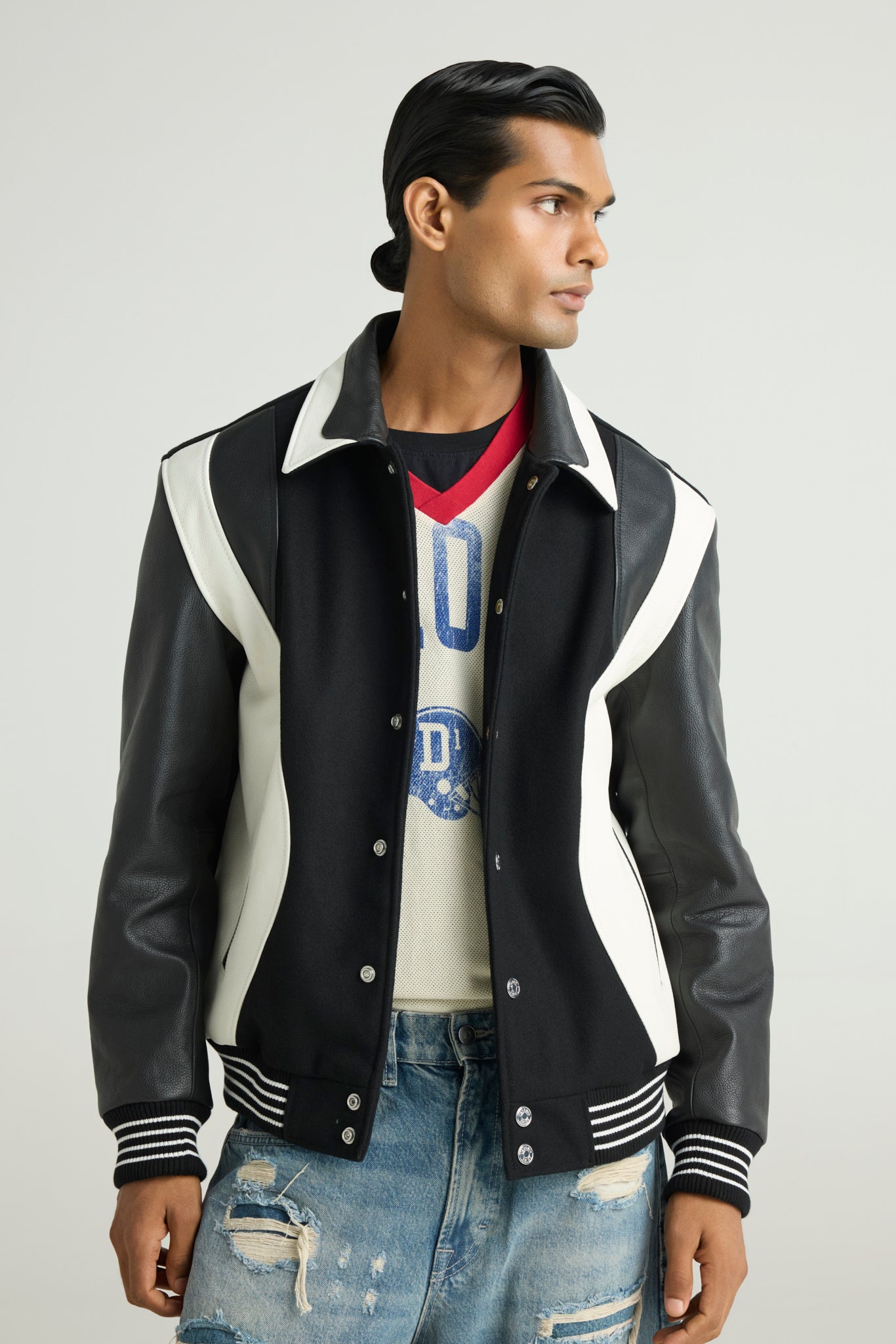 VECTOR - Sculpted Contrast Varsity Jacket