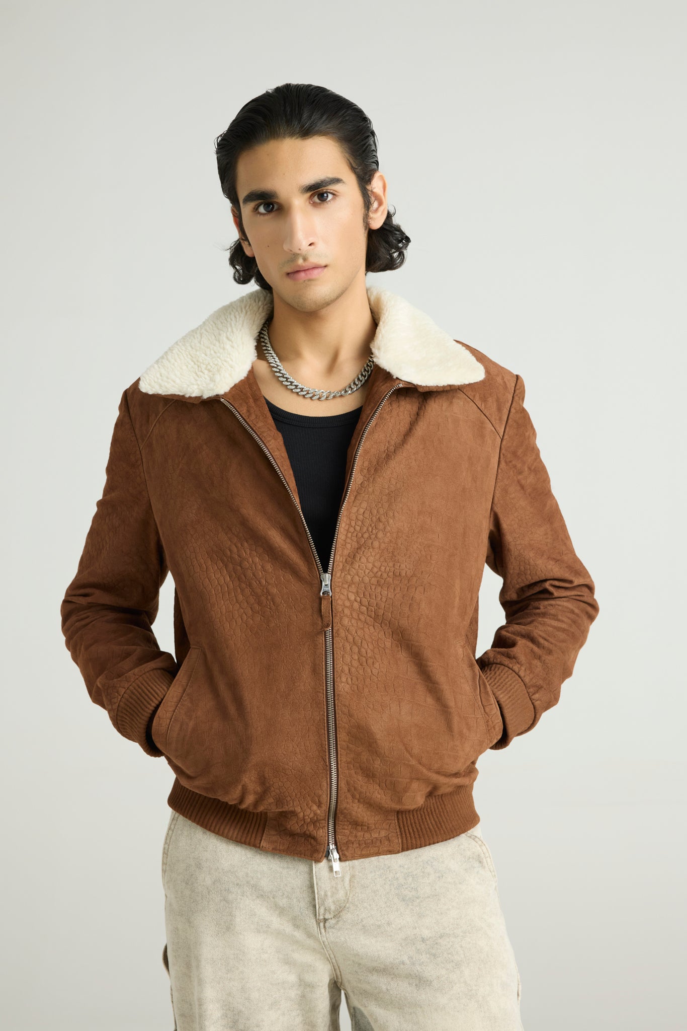 WILDR — Croc-Embossed Bomber