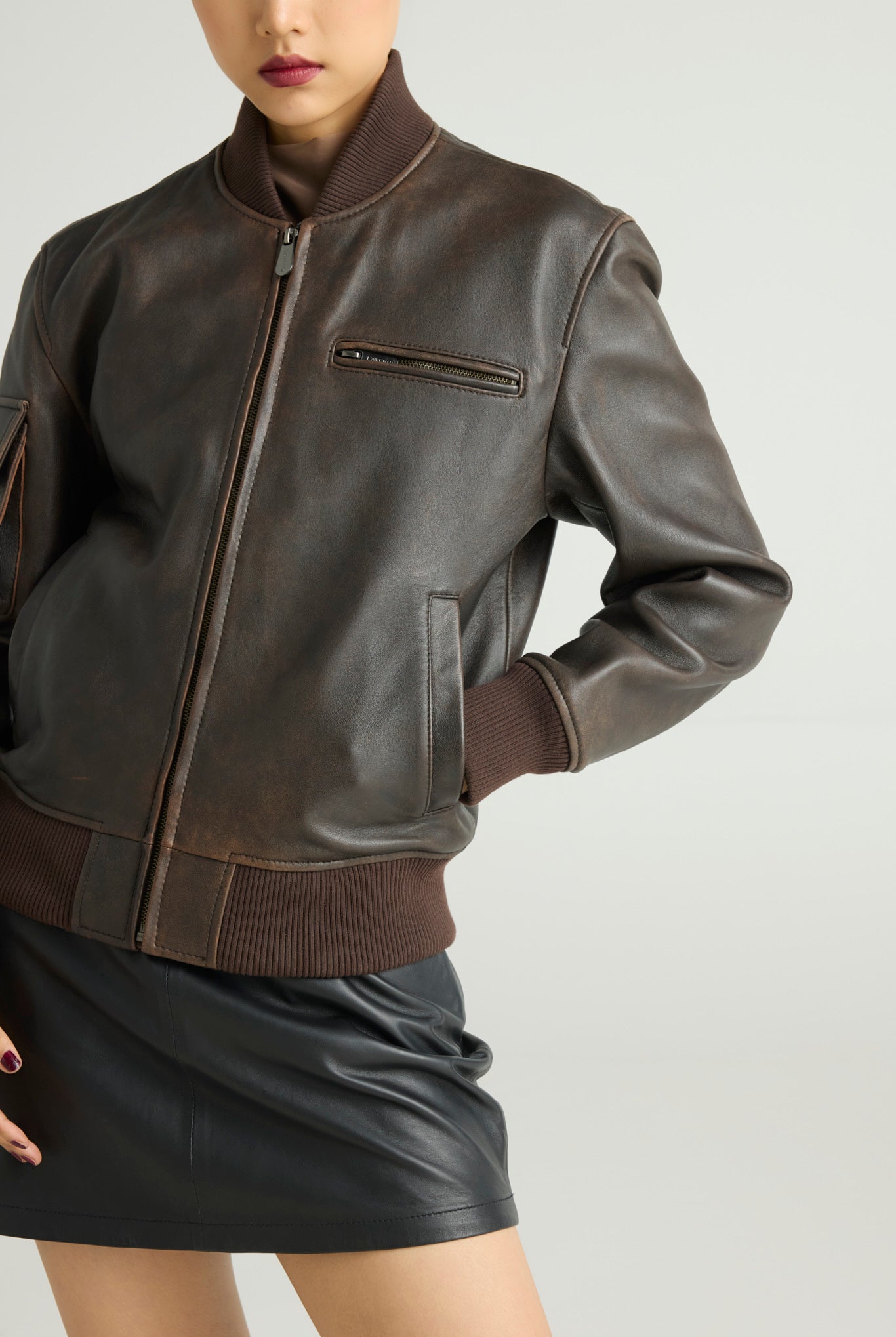 ESPRESSO - CROPPED BOMBER JACKET