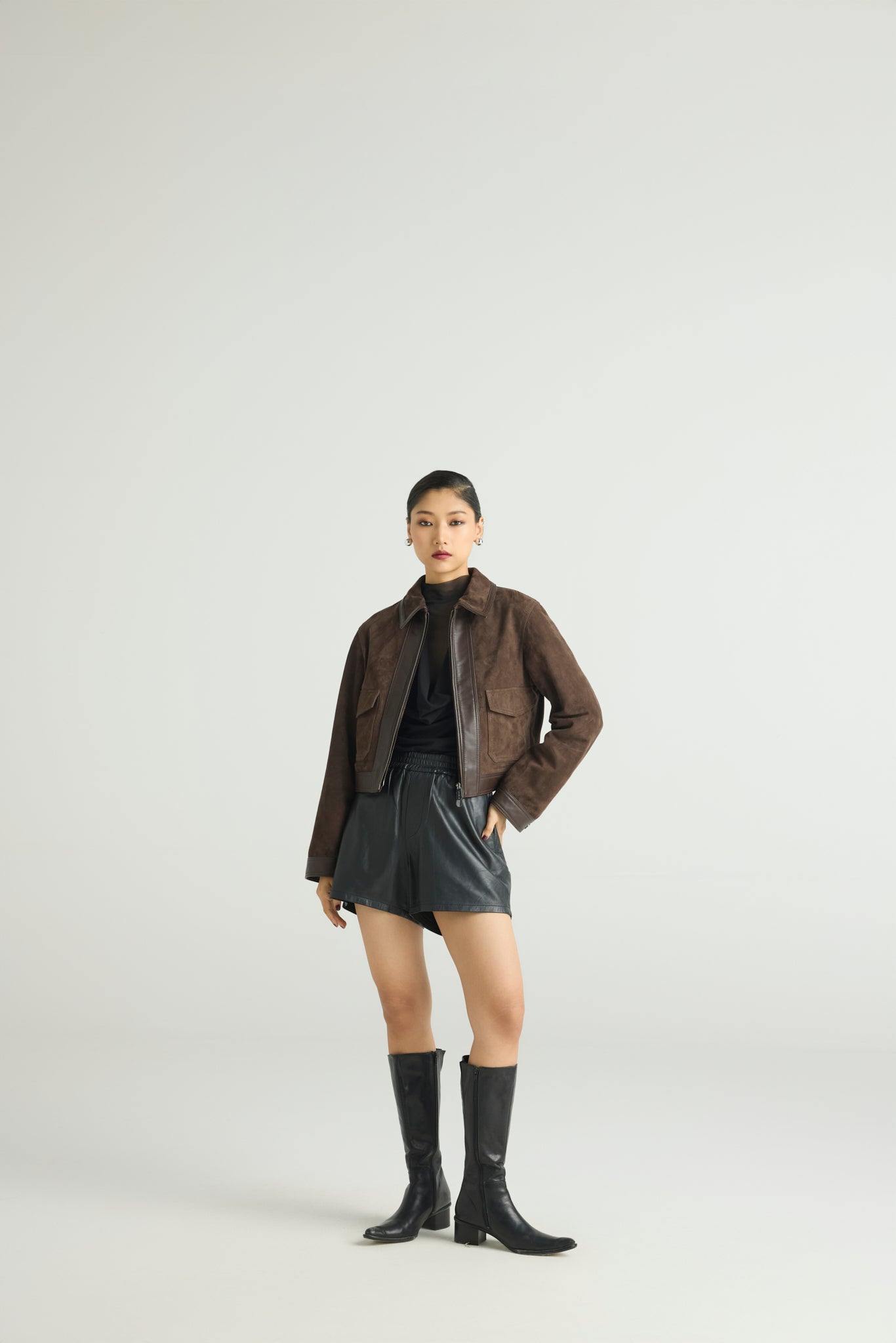 MOCHA  - Suede Zip Jacket