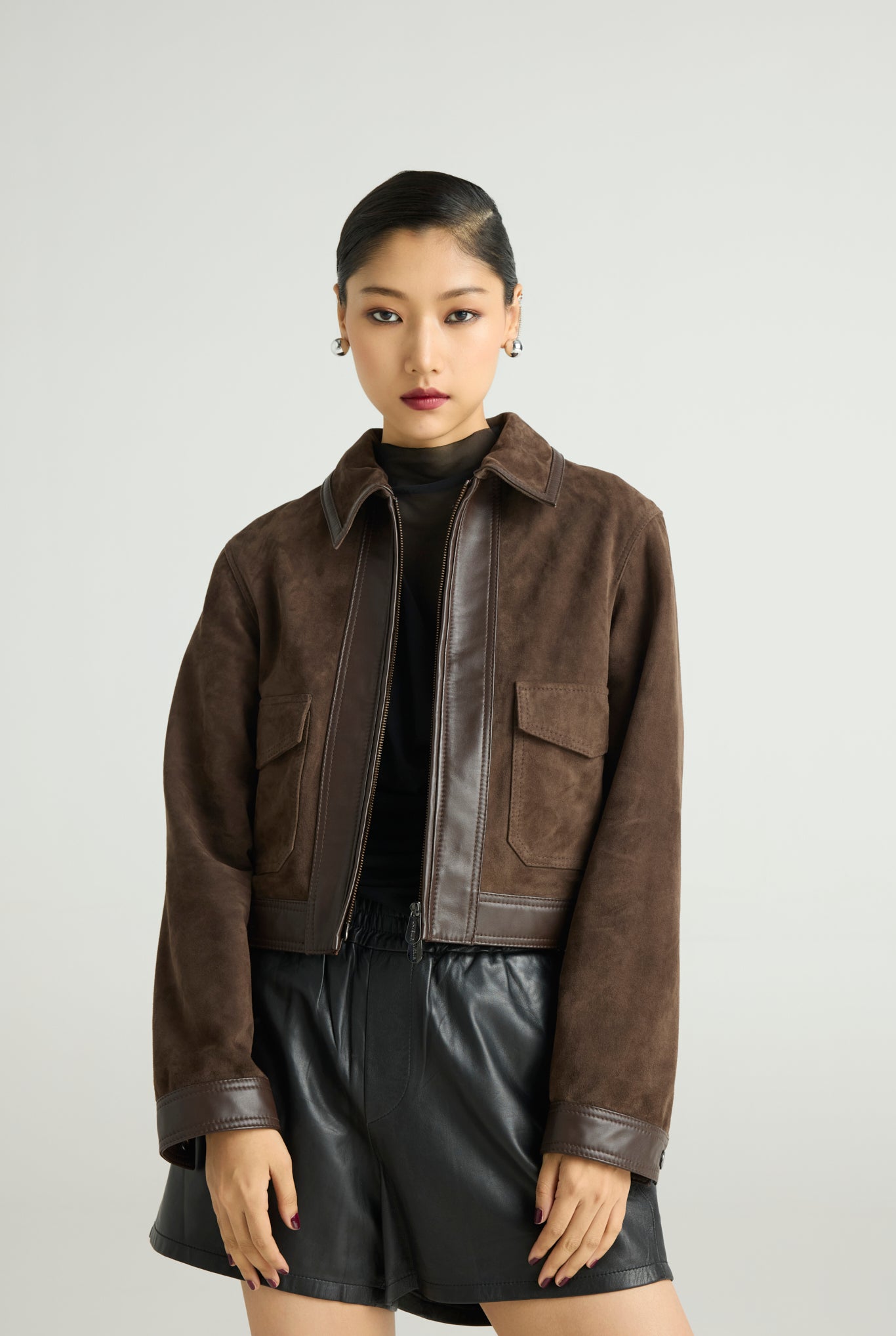 MOCHA  - Suede Zip Jacket