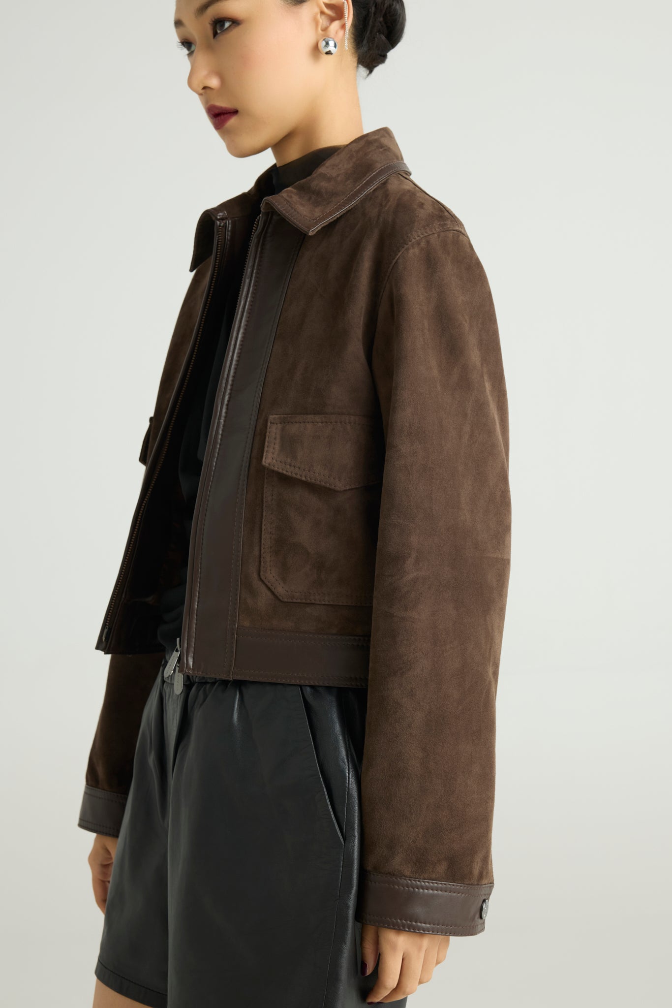 MOCHA  - Suede Zip Jacket