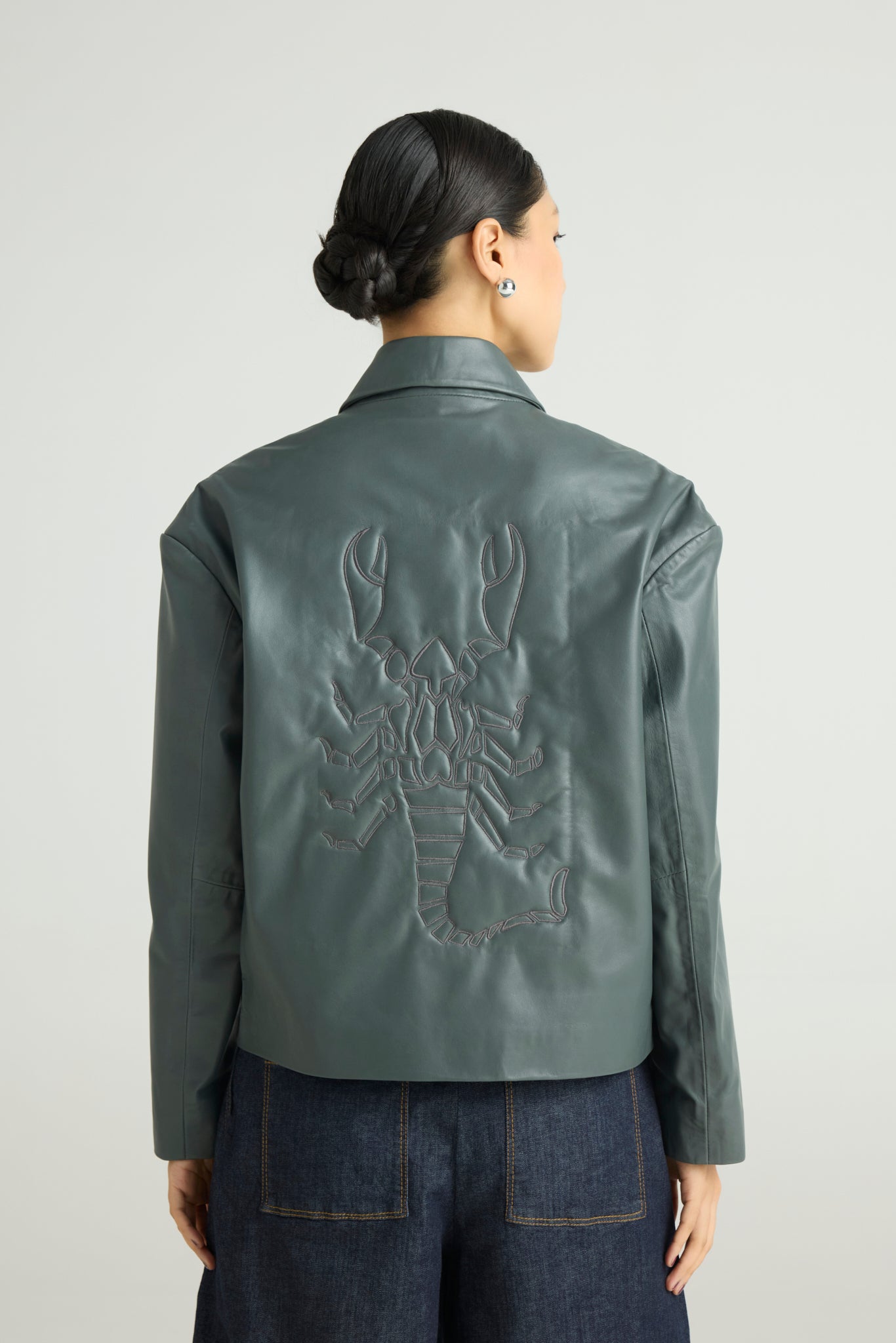 STING - Embossed Scorpion Leather Jacket