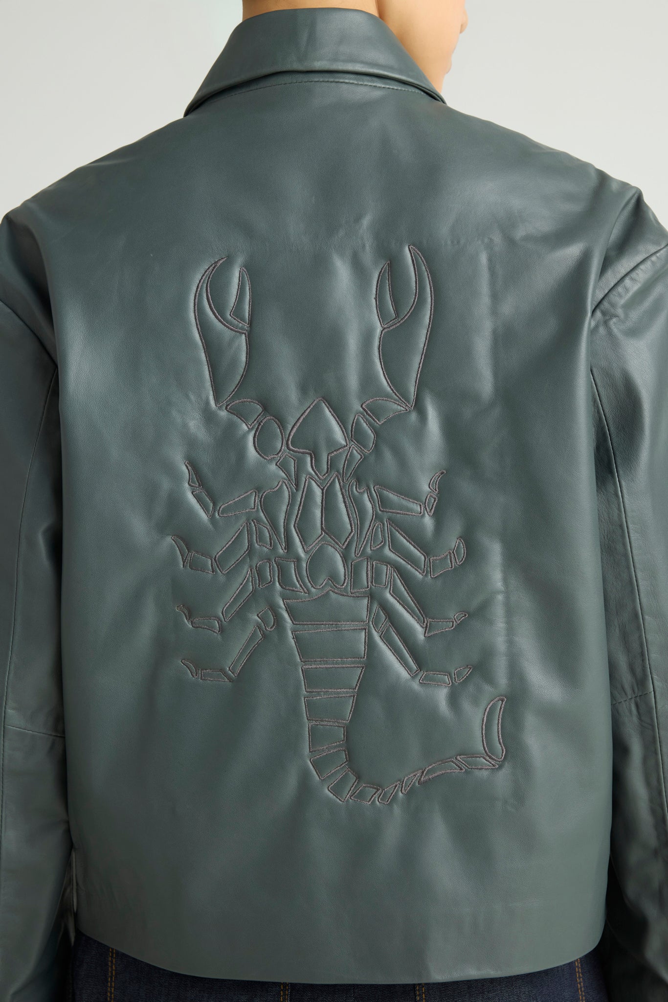 STING - Embossed Scorpion Leather Jacket