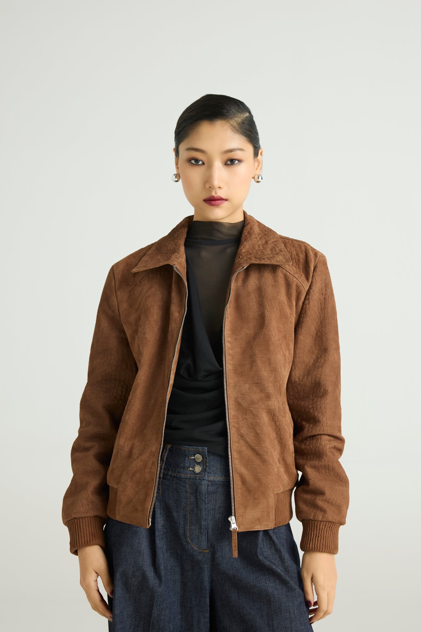 WILDR — Croc-Embossed Bomber