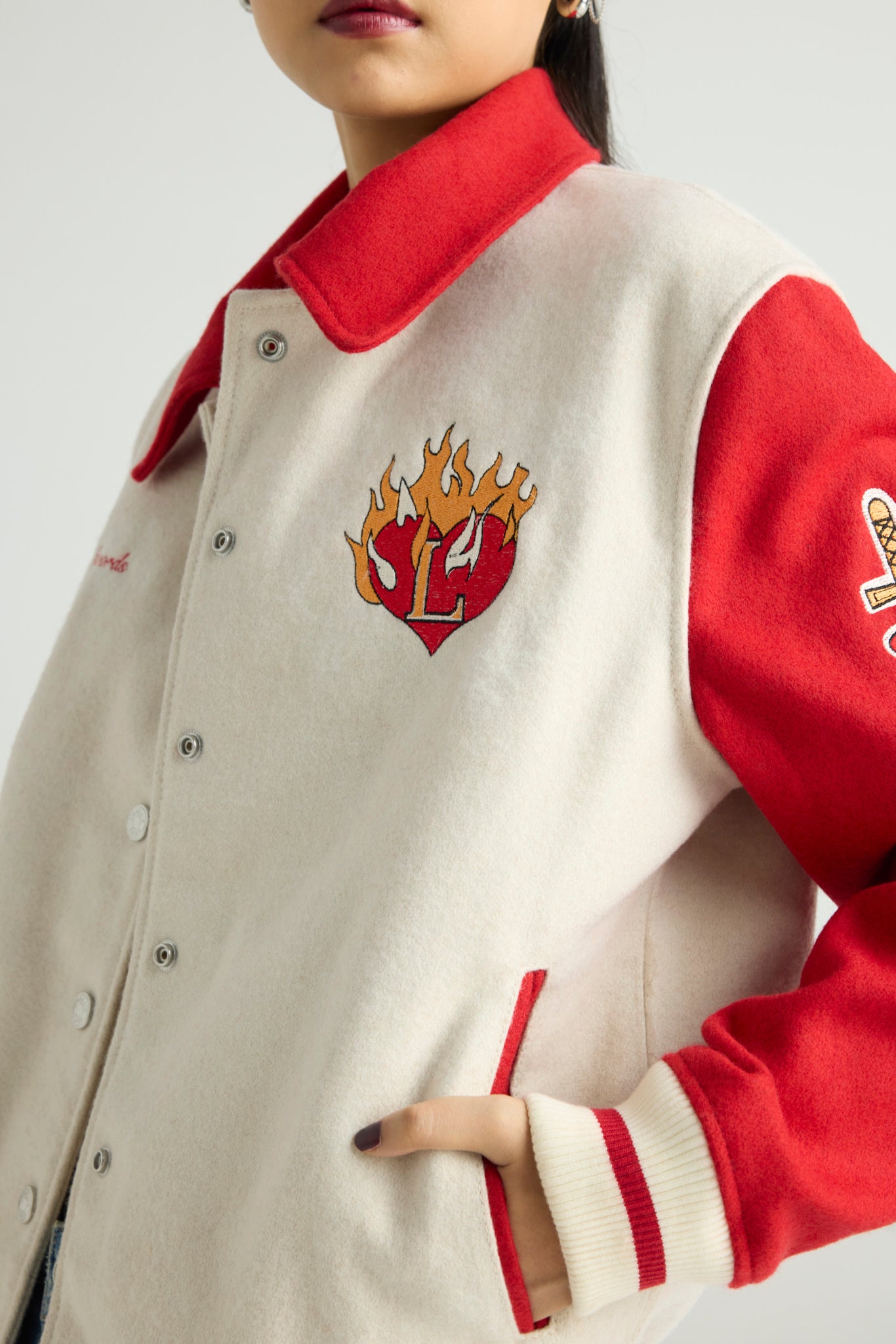 FLAMÉ -  Wool Varsity Jacket (Love & Flame Edition)