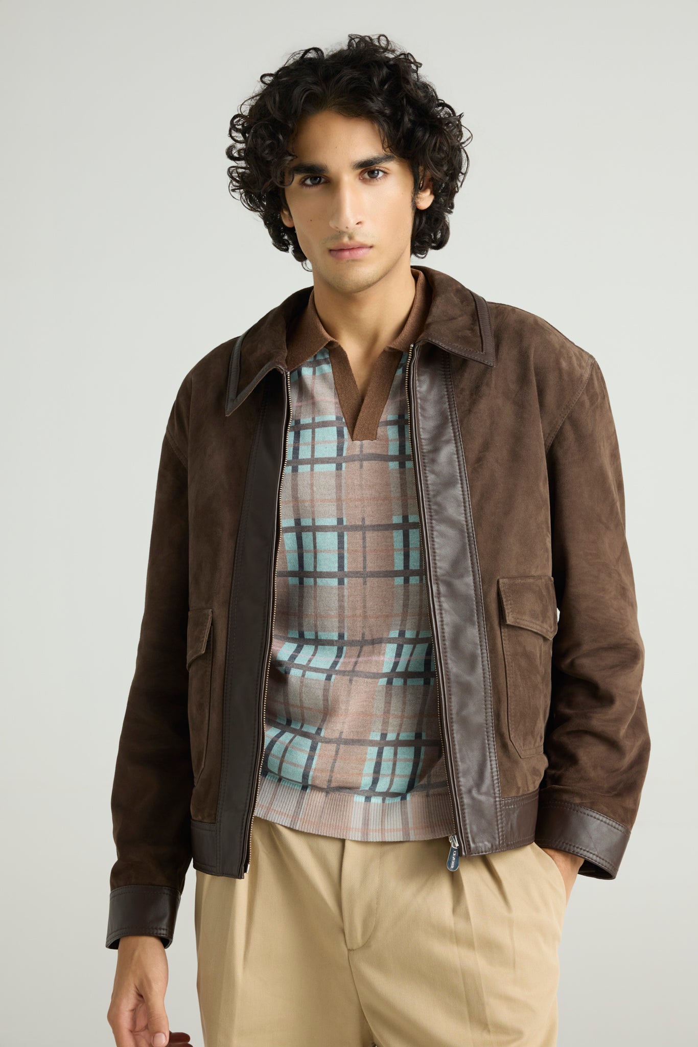 MOCHA  - Suede Zip Jacket