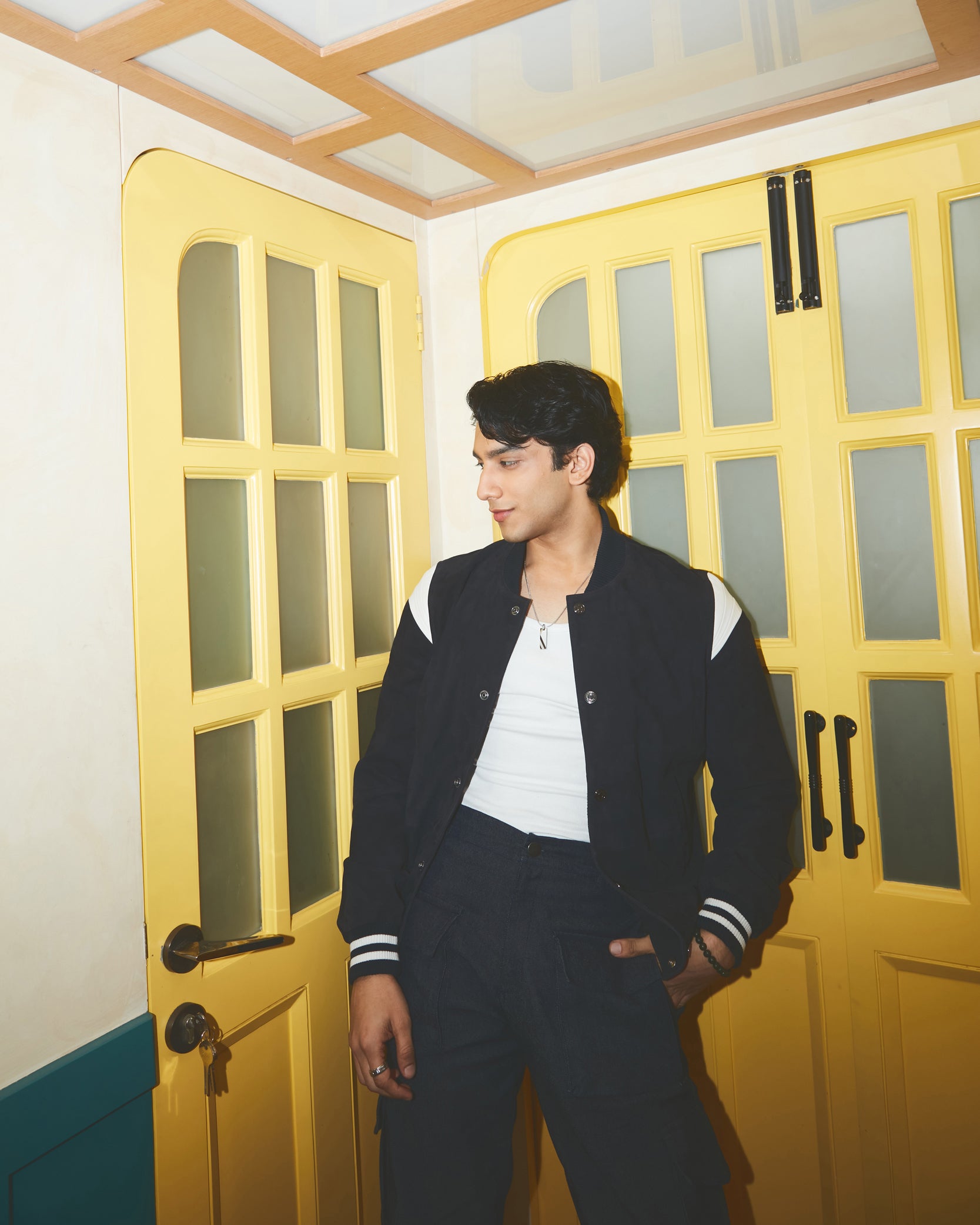 Ronan - Suede Leather Varsity - Black