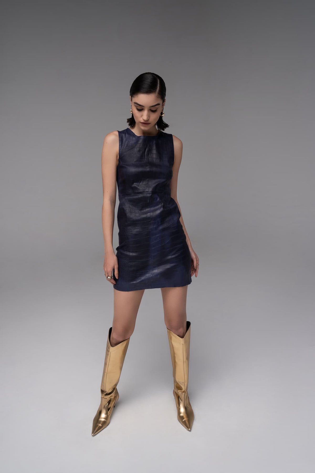 Koi - Leather Croco Dress - Navy