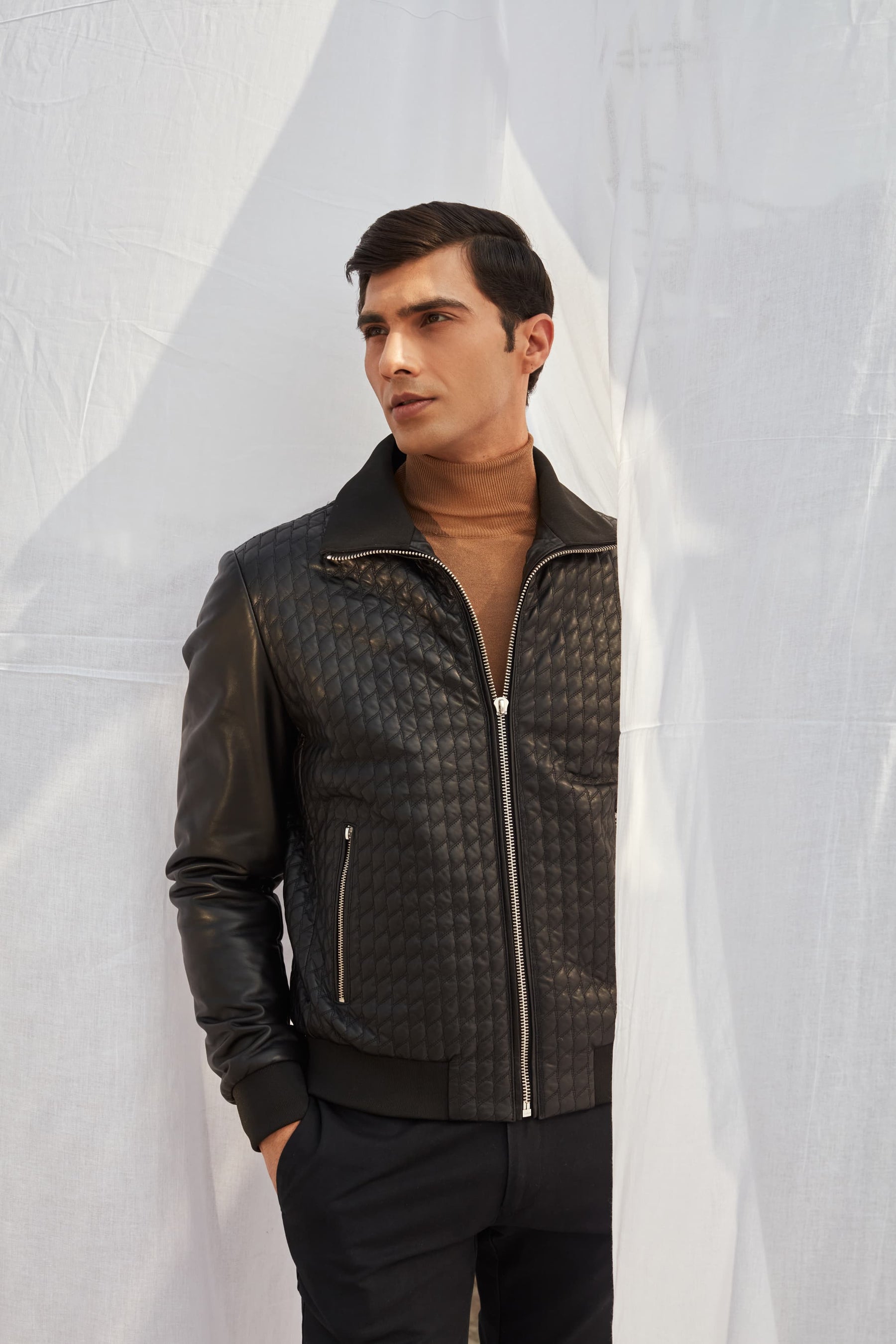 Mika - Leather Quilted Jacket - Black
