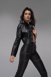 Lumi - Co-ord Leather Set - Black