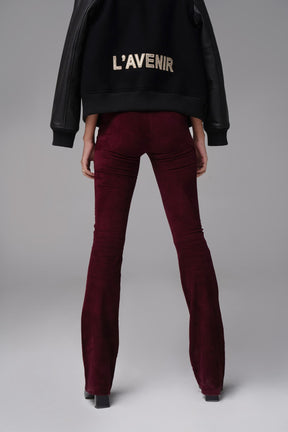 Gaia - Stretch Suede Trousers - Burgundy