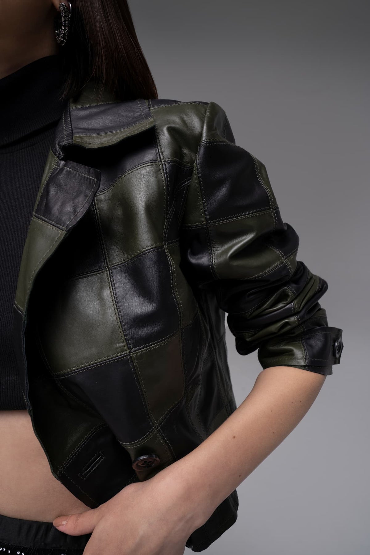 Noah - Leather Jacket - Black & Khaki