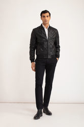 Knox - Leather Bomber Jacket - Black
