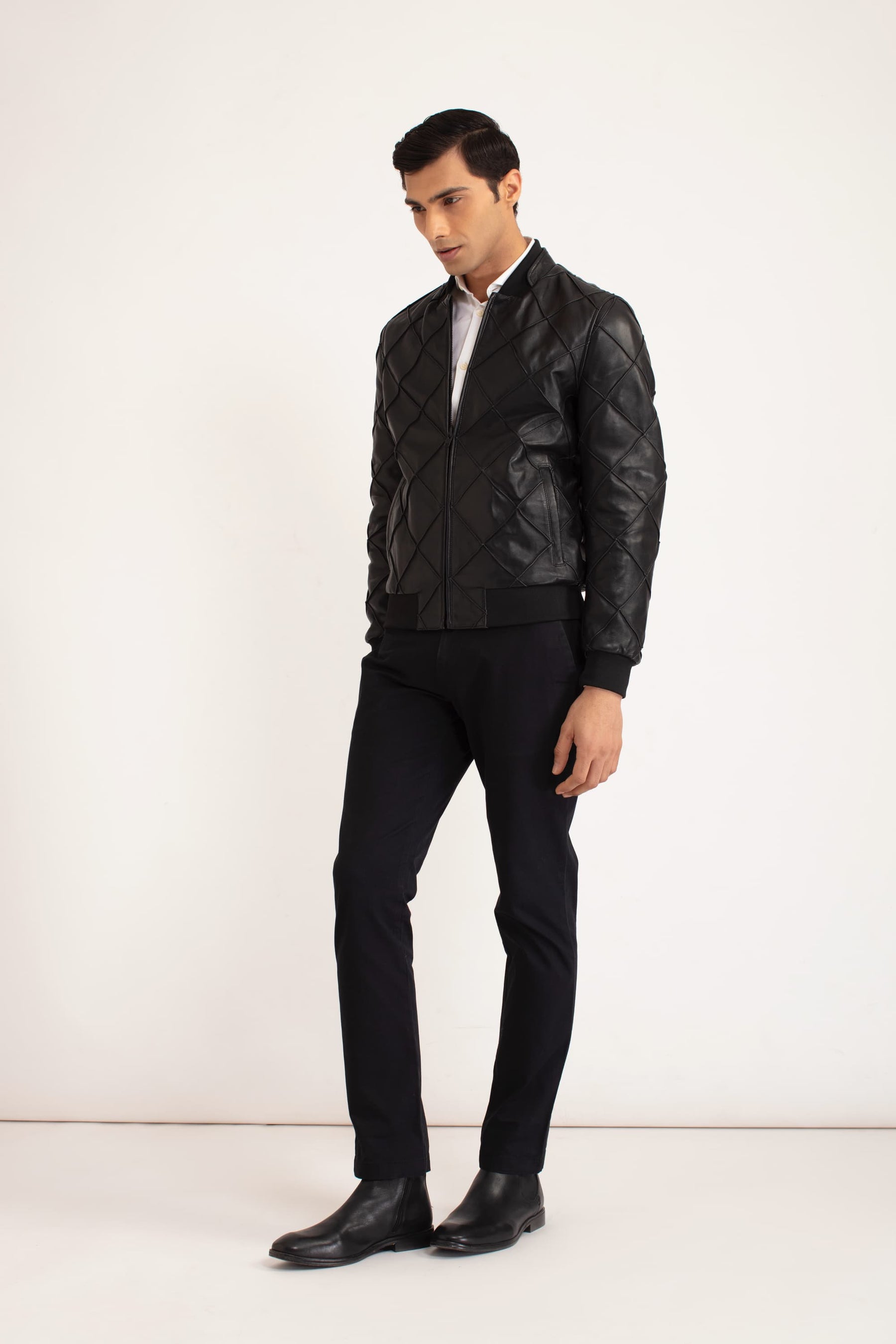Knox - Leather Bomber Jacket - Black
